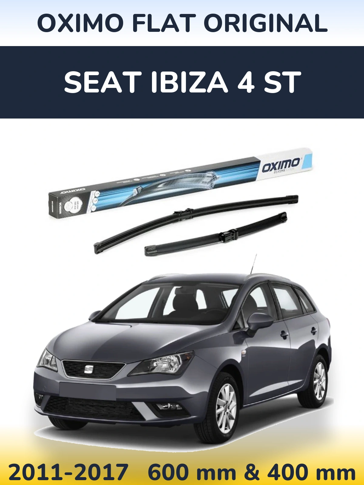 Front wiper blade set Oximo Flat Original 600 & 400 мм for SEAT Ibiza 4 ST 2011-2017