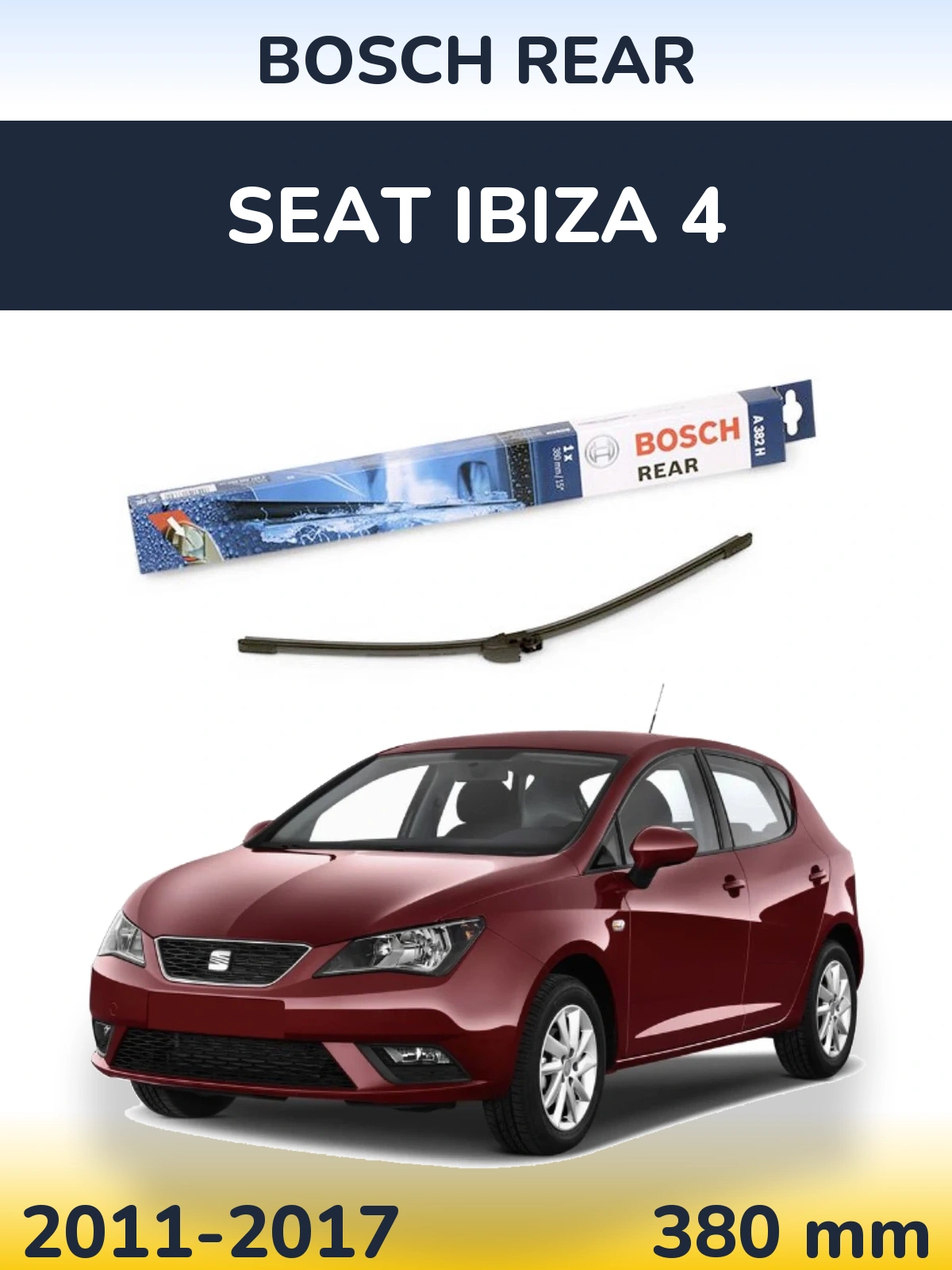 Задний дворник BOSCH Rear 380 мм для SEAT Ibiza 4 2011-2017