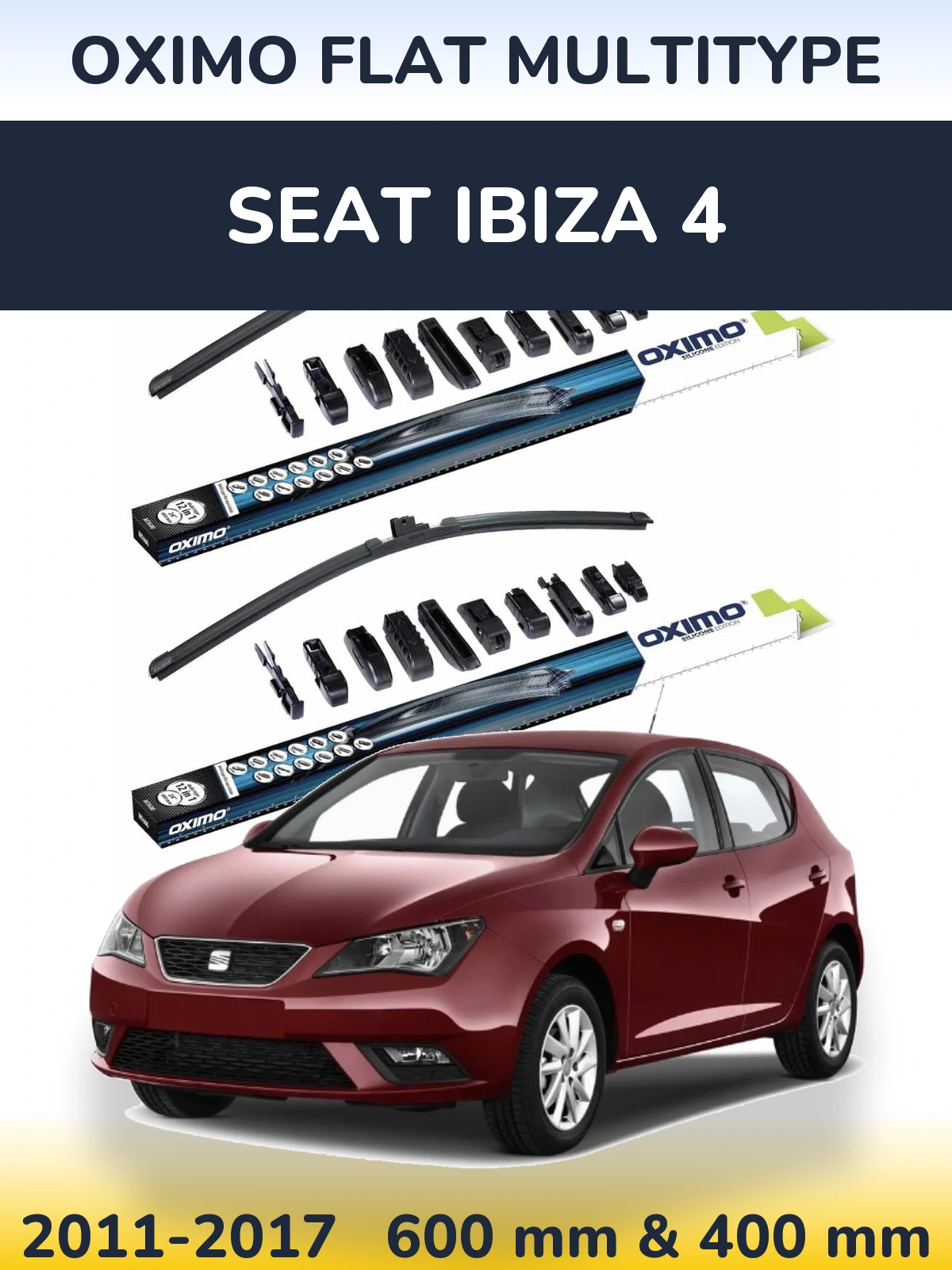 Комплект передних дворников Oximo Flat MultiТипe 600 & 400 мм для SEAT Ibiza 4 2011-2017