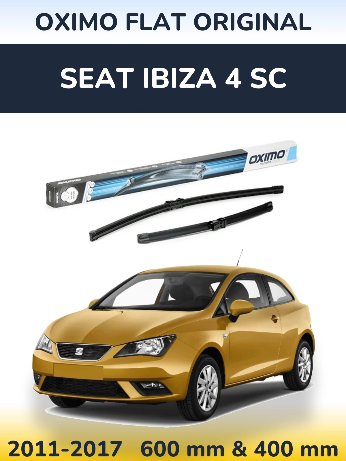 Front wiper blade set Oximo Flat Original 600 & 400 mm for SEAT Ibiza 4 SC 2011-2017