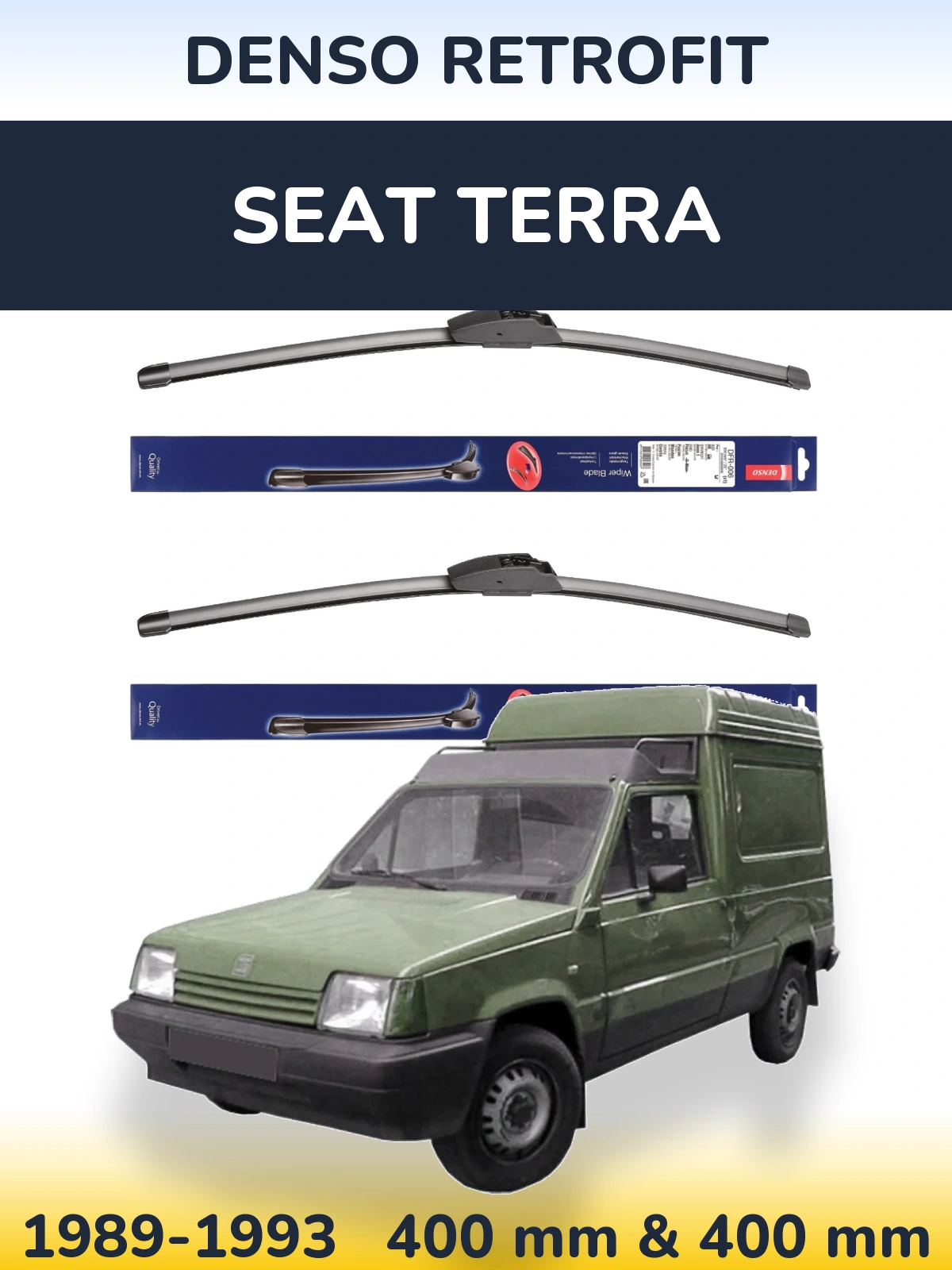 Komplet przednich wycieraczek Denso Retrofit 400 & 400 mm do SEAT Terra 1989-1993