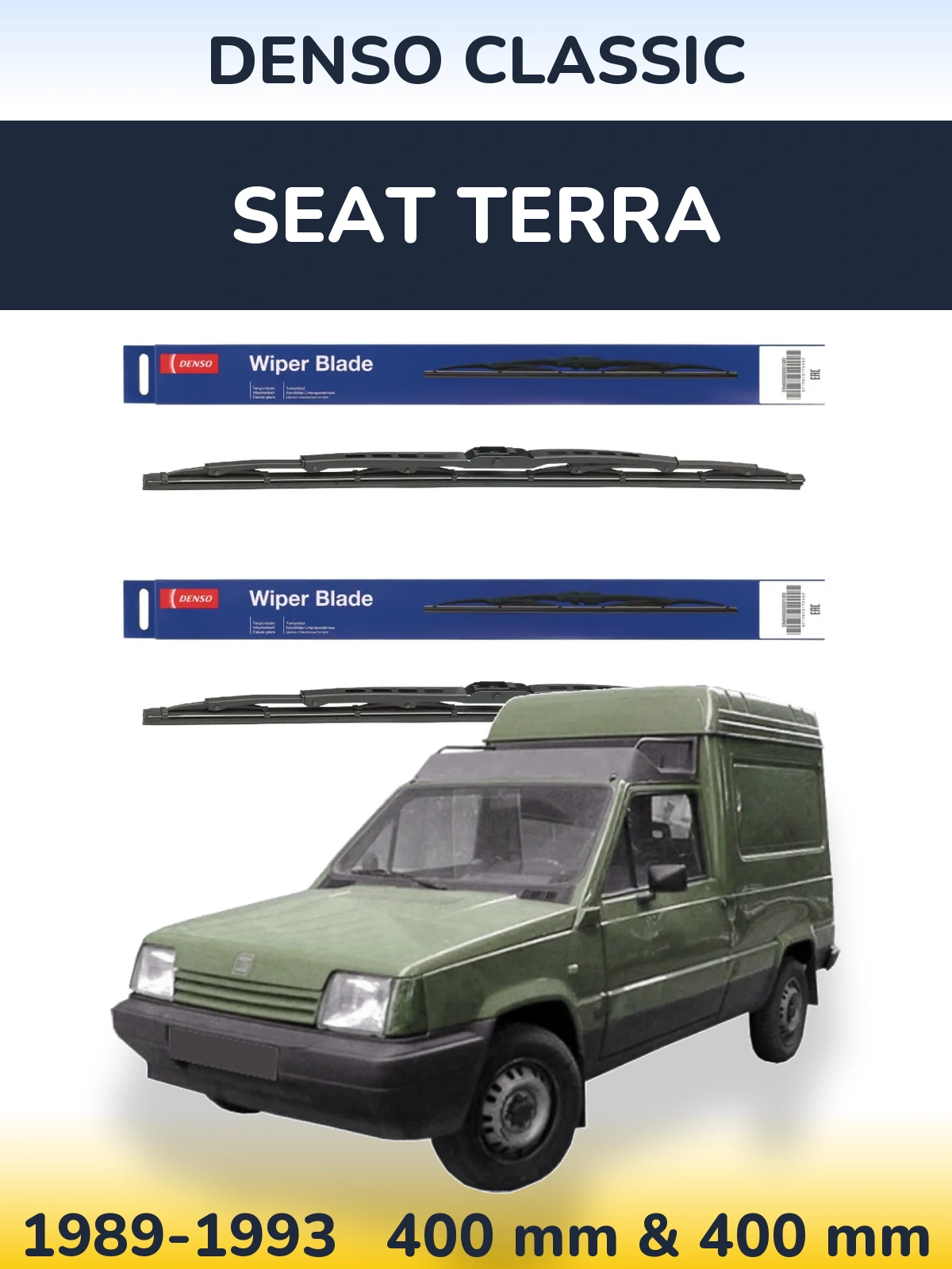 Komplet przednich wycieraczek Denso Classic 400 & 400 mm do SEAT Terra 1989-1993