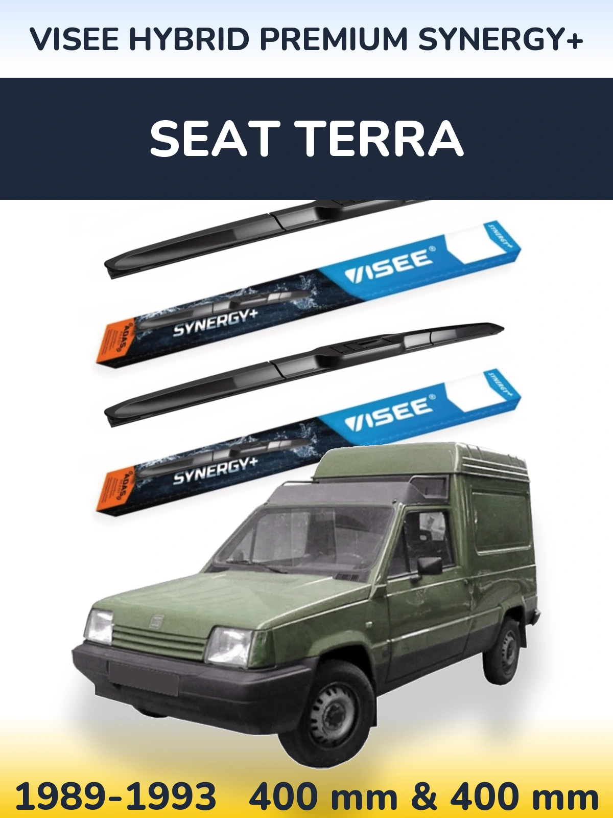 Комплект передніх щіток VISEE HYBRID PREMIUM SYNERGY+ 400 & 400 мм для SEAT Terra 1989-1993