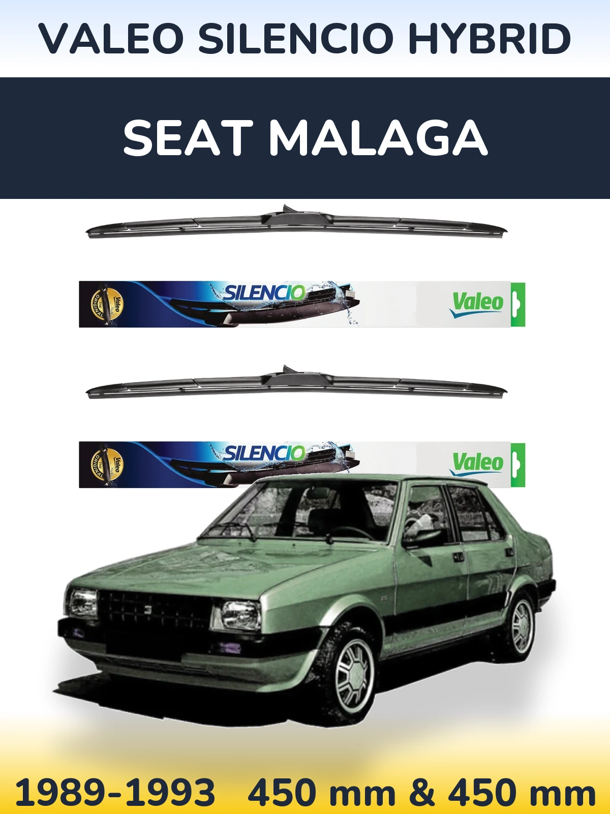 Комплект передніх щіток Valeo Silencio Hybrid 450 & 450 мм для SEAT Malaga 1989-1993