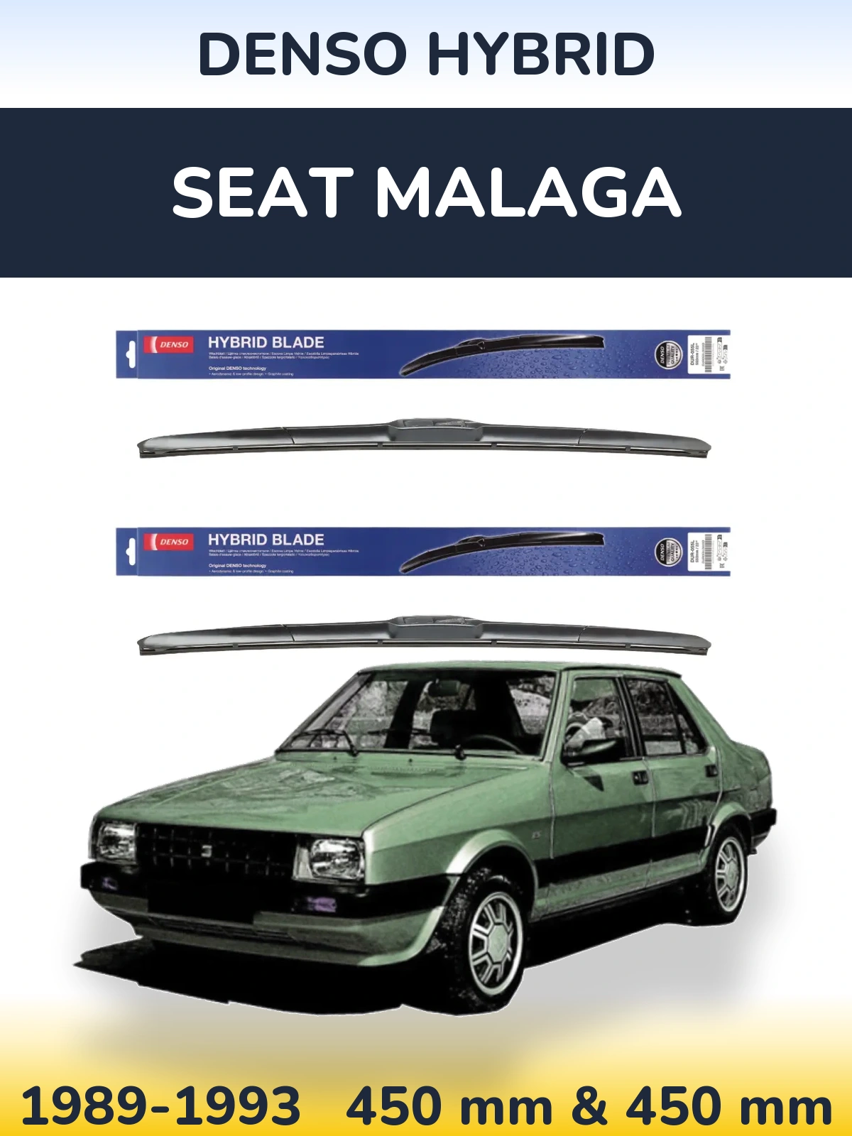 Front wiper blade set Denso Hybrid 450 & 450 мм for SEAT Malaga 1989-1993