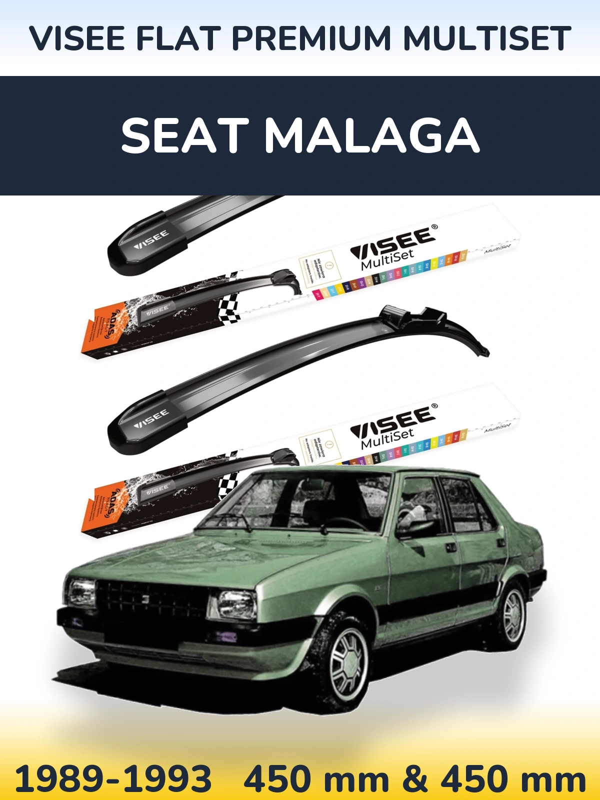 Front wiper blade set VISEE FLAT PREMIUM MultiSet 450 & 450 мм for SEAT Malaga 1989-1993