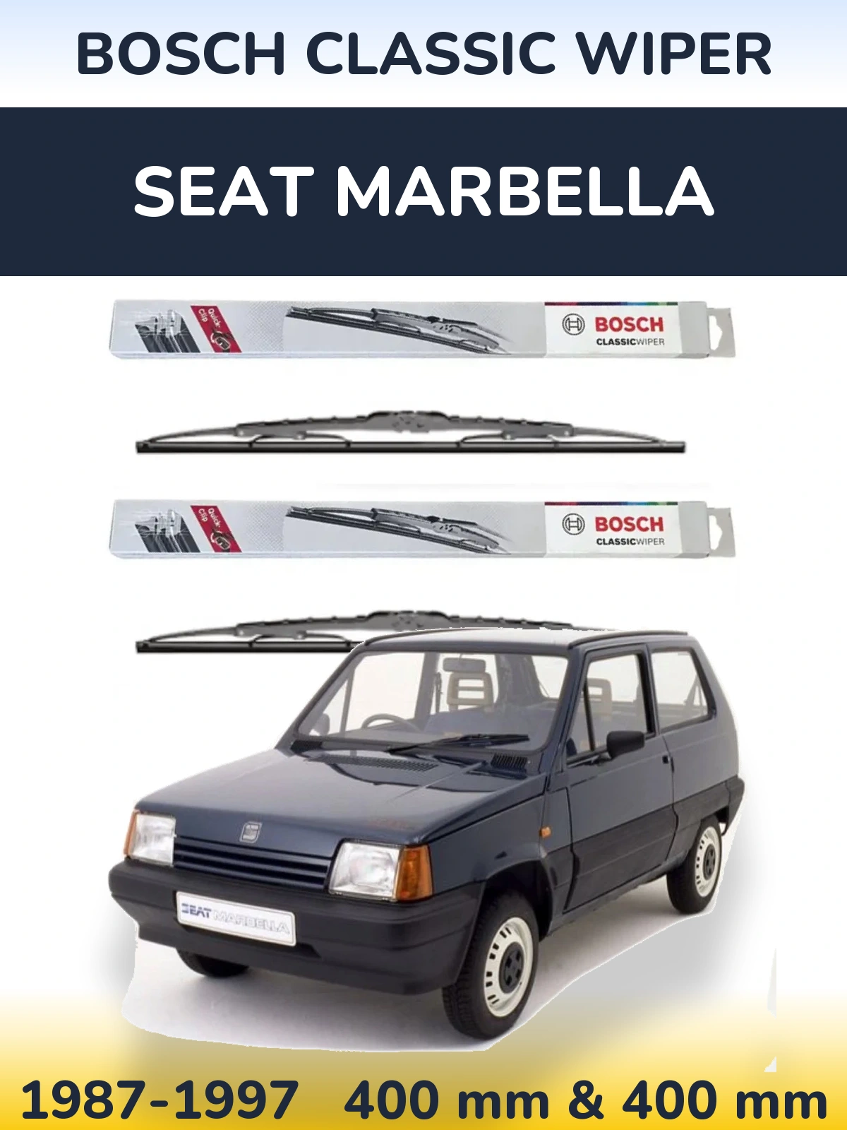Комплект передних дворников BOSCH Classic Wiper 400 & 400 мм для SEAT Marbella 1987-1997