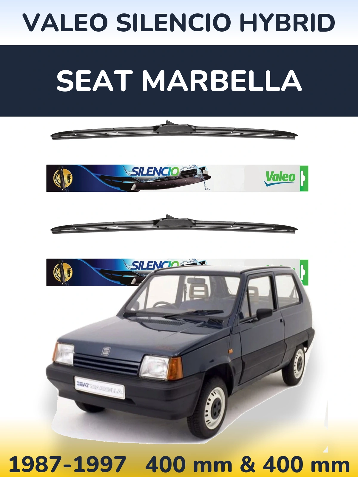 Комплект передніх щіток Valeo Silencio Hybrid 400 & 400 мм для SEAT Marbella 1987-1997