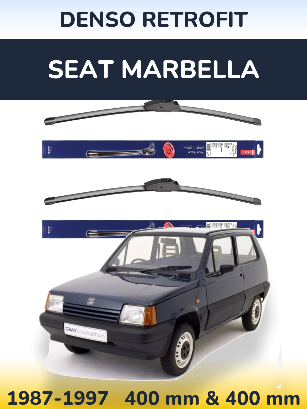 Komplet przednich wycieraczek Denso Retrofit 400 & 400 mm do SEAT Marbella 1987-1997