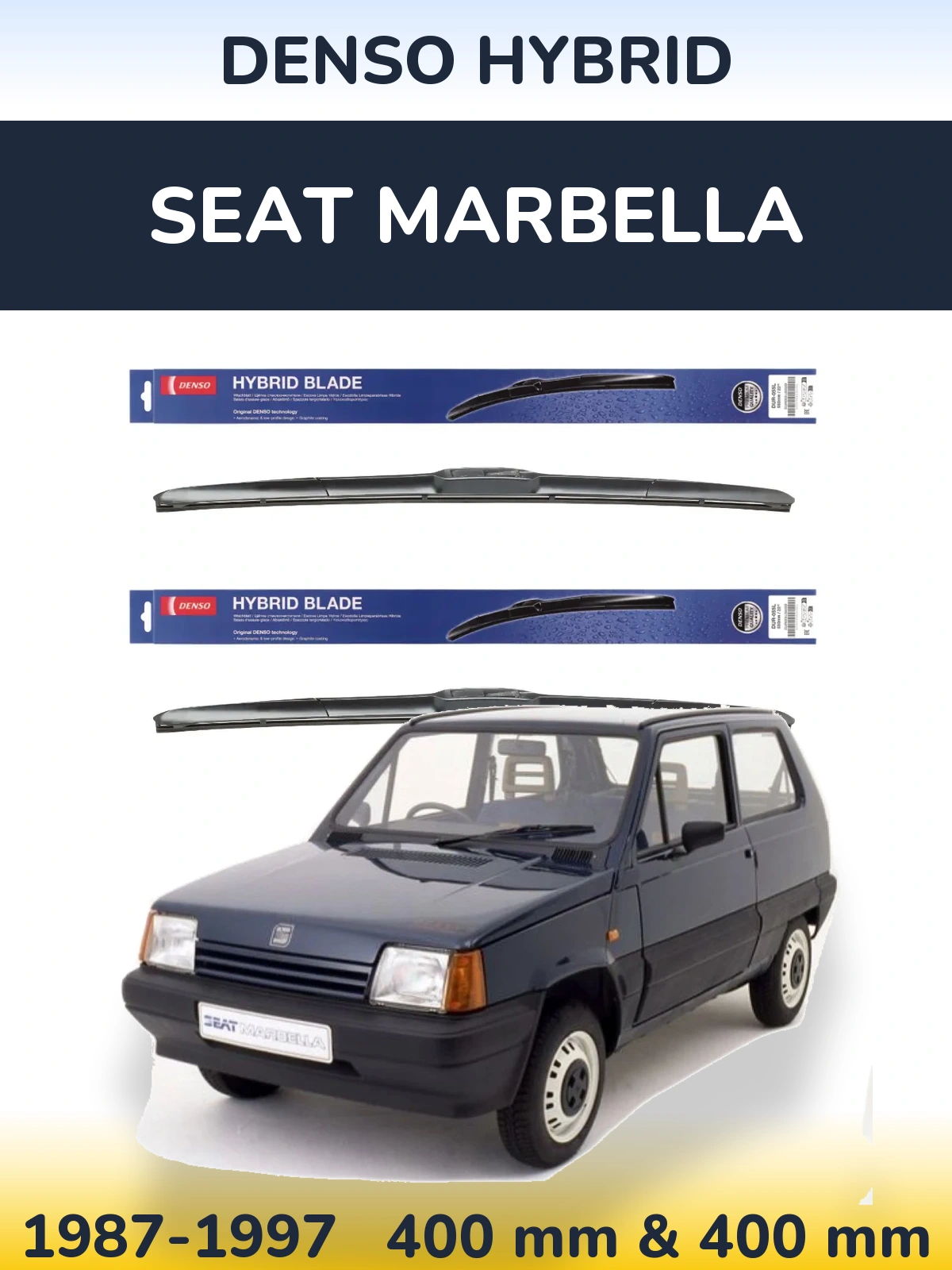 Front wiper blade set Denso Hybrid 400 & 400 мм for SEAT Marbella 1987-1997
