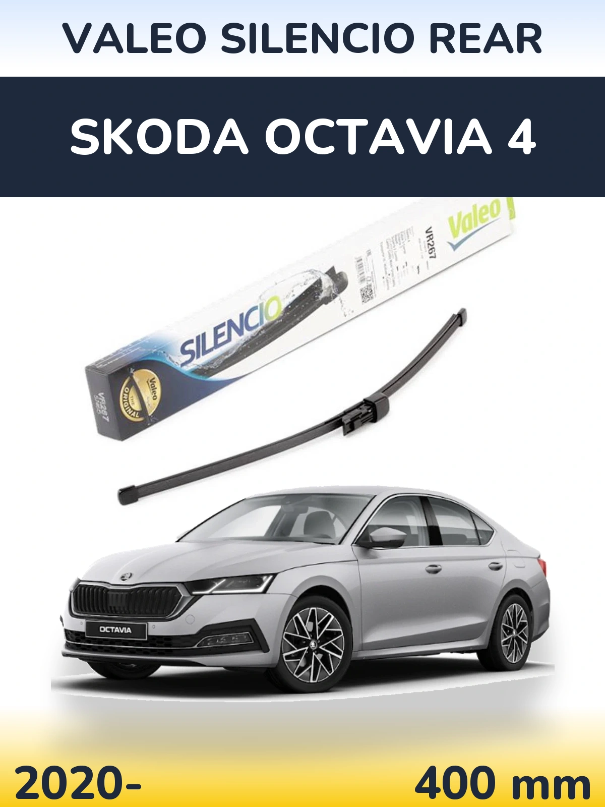 Rear wiper blade Valeo Silencio Rear 400 mm for Skoda Octavia 4 2020-2026