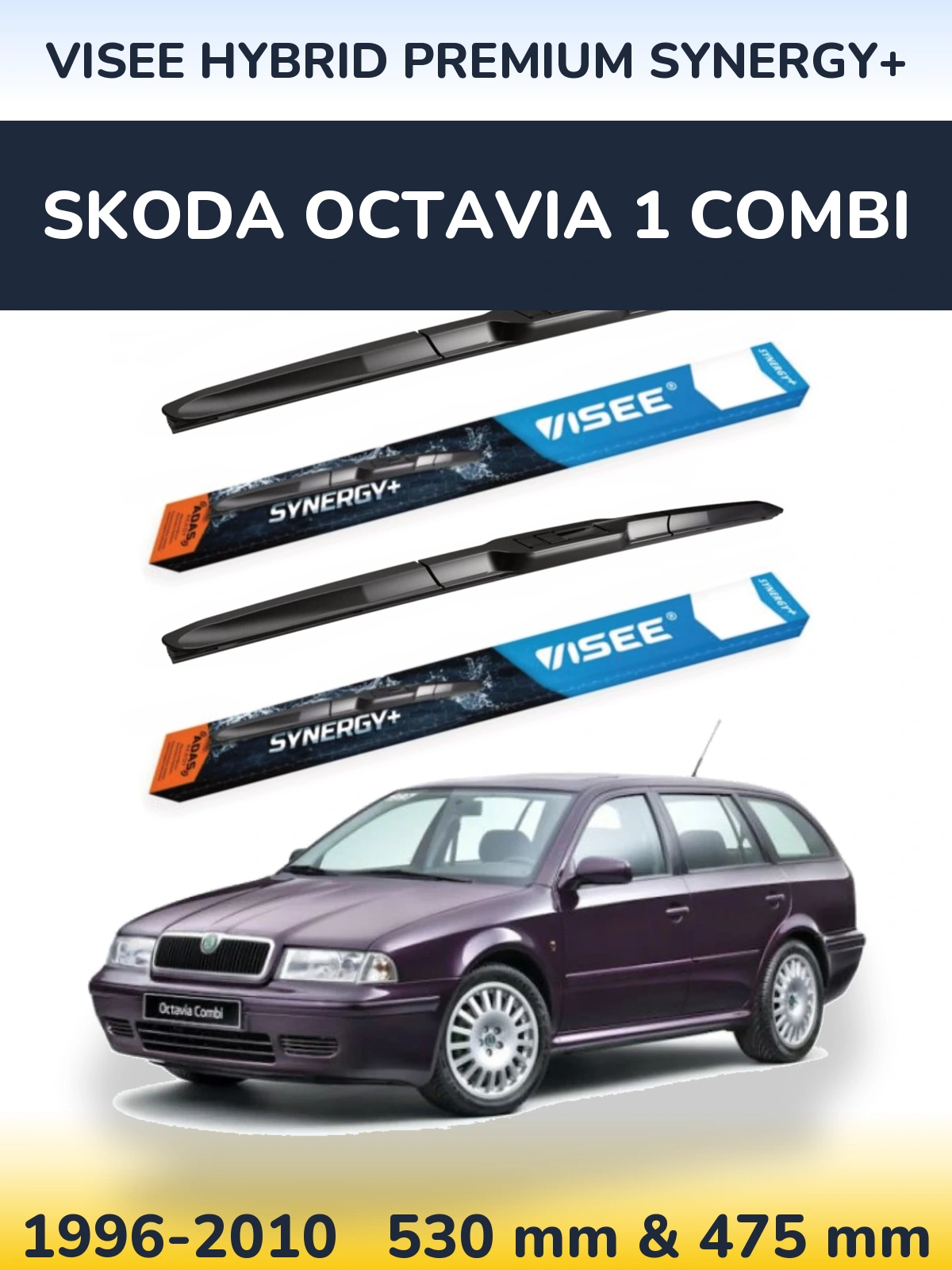 Komplet przednich wycieraczek VISEE HYBRID PREMIUM SYNERGY+ 530 & 475 mm do Skoda Octavia 1 Combi 1996-2010