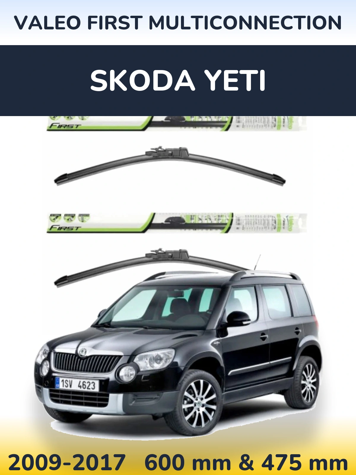Komplet przednich wycieraczek Valeo First MultiConnection 600 & 475 mm do Skoda Yeti 2009-2017