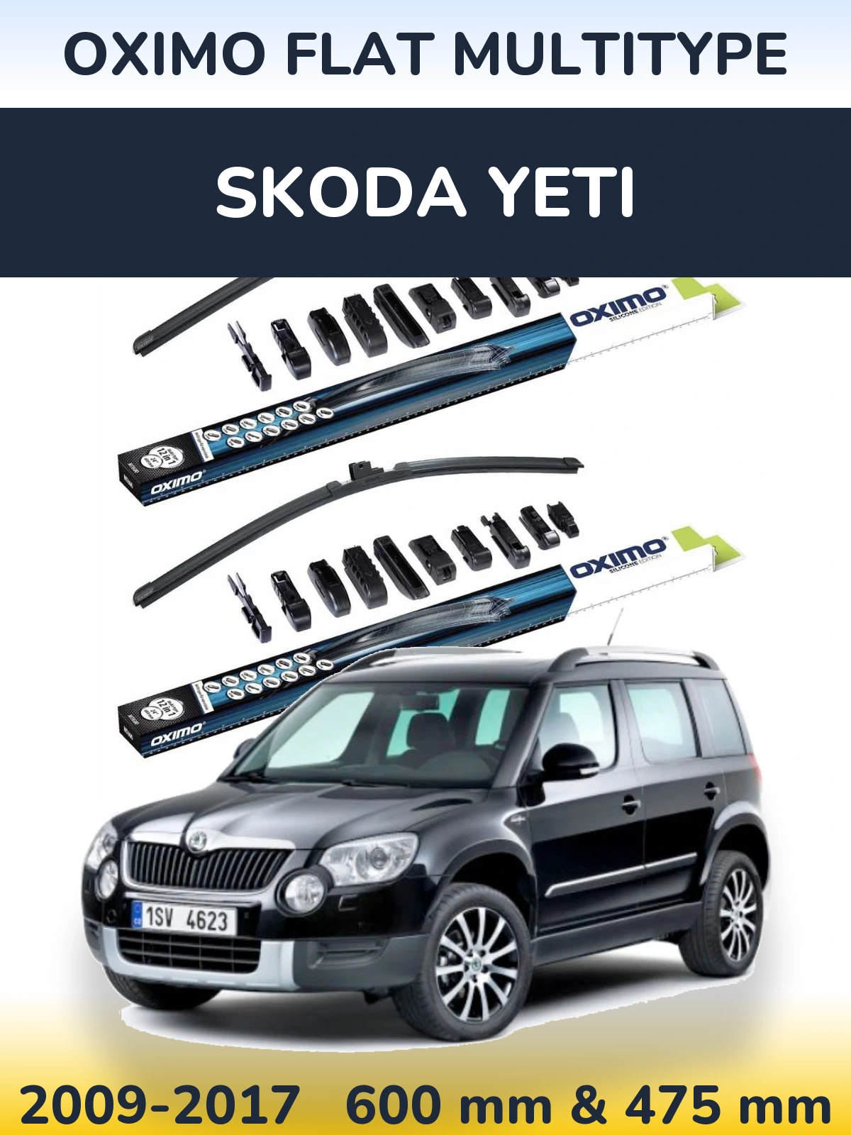 Комплект передніх щіток Oximo Flat MultiТипe 600 & 475 мм для Skoda Yeti 2009-2017