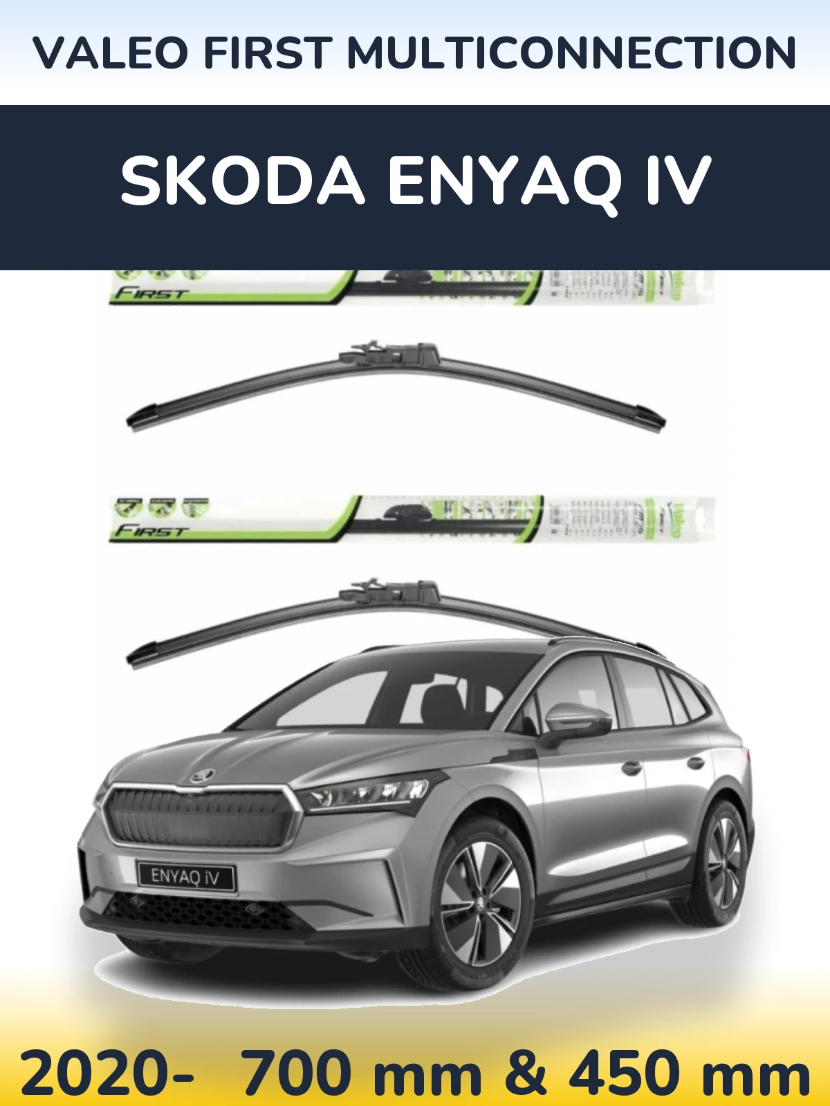 Комплект передніх щіток Valeo First MultiConnection 700 & 450 мм для Skoda Enyaq iV 2020-2026