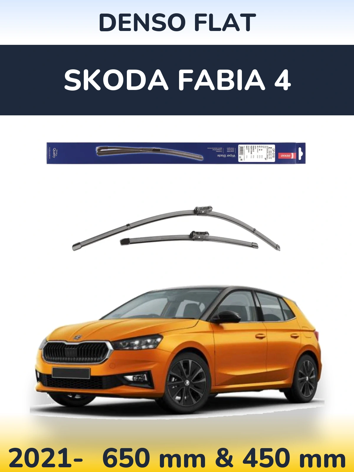 Komplet przednich wycieraczek Denso Flat 650 & 450 mm do Skoda Fabia 4 2021-2026