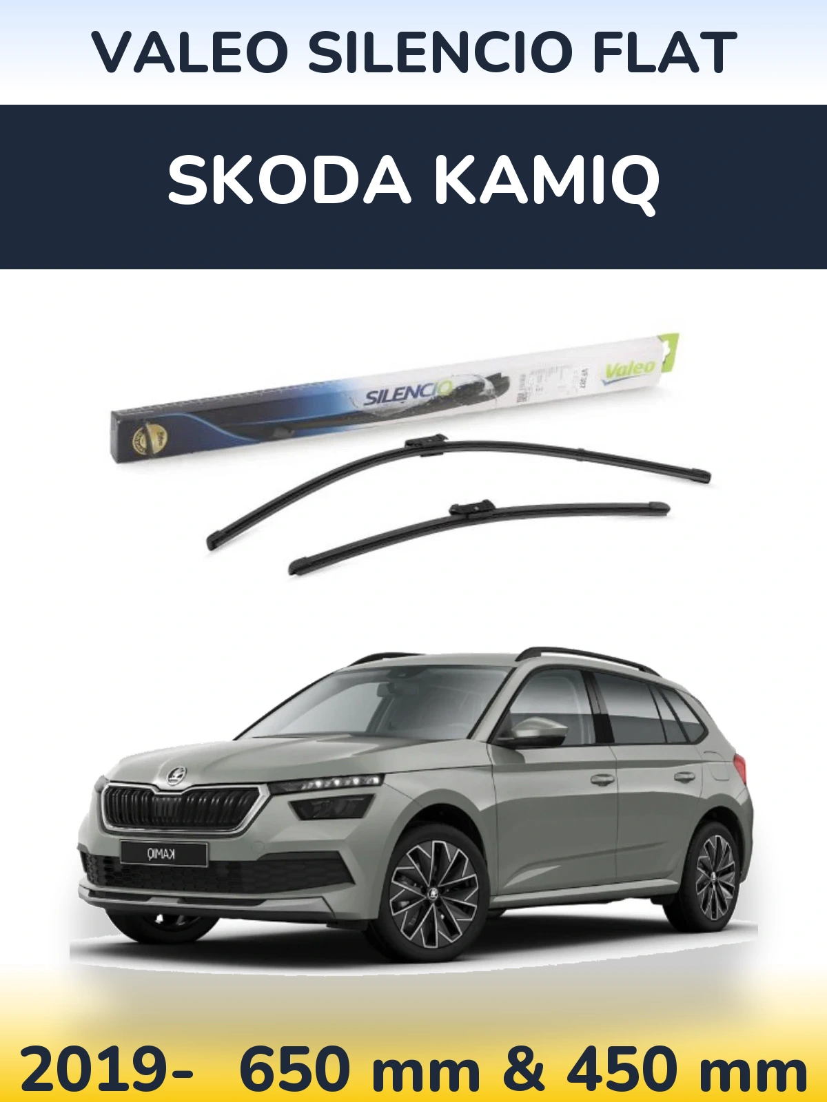 Комплект передніх щіток Valeo Silencio Flat 650 & 450 мм для Skoda Kamiq 2019-2026