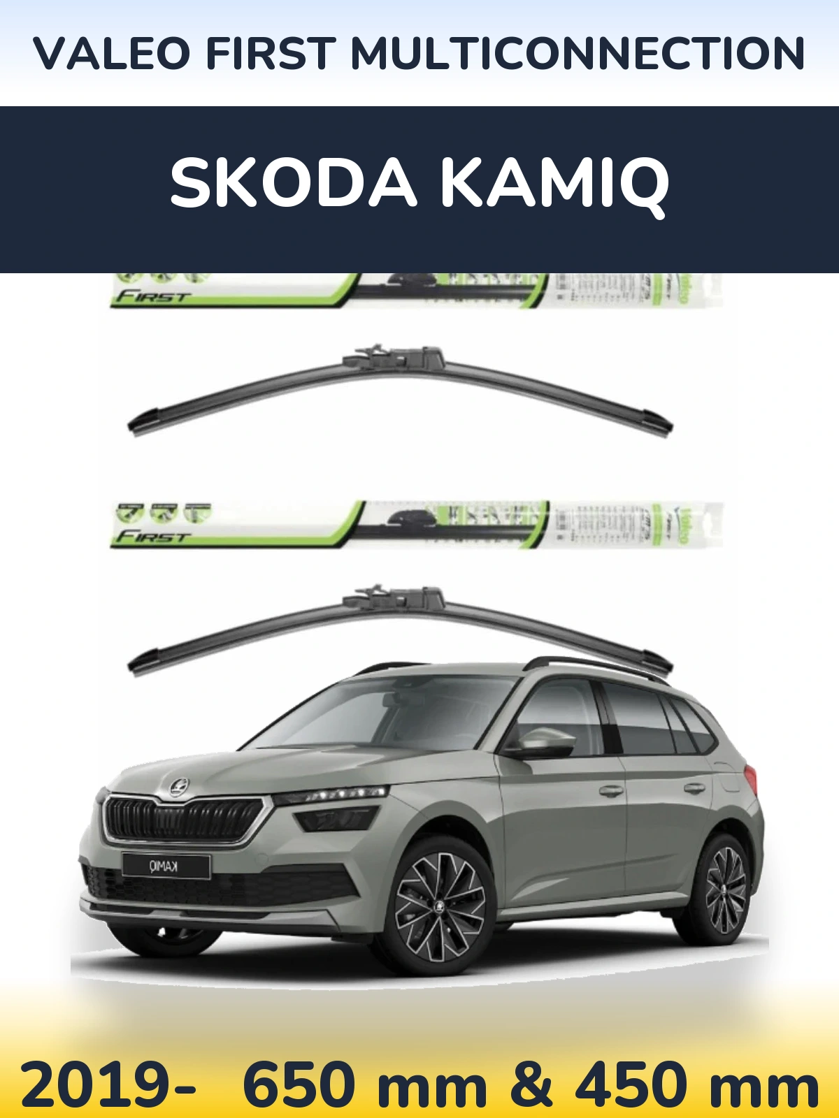 Komplet przednich wycieraczek Valeo First MultiConnection 650 & 450 mm do Skoda Kamiq 2019-2026