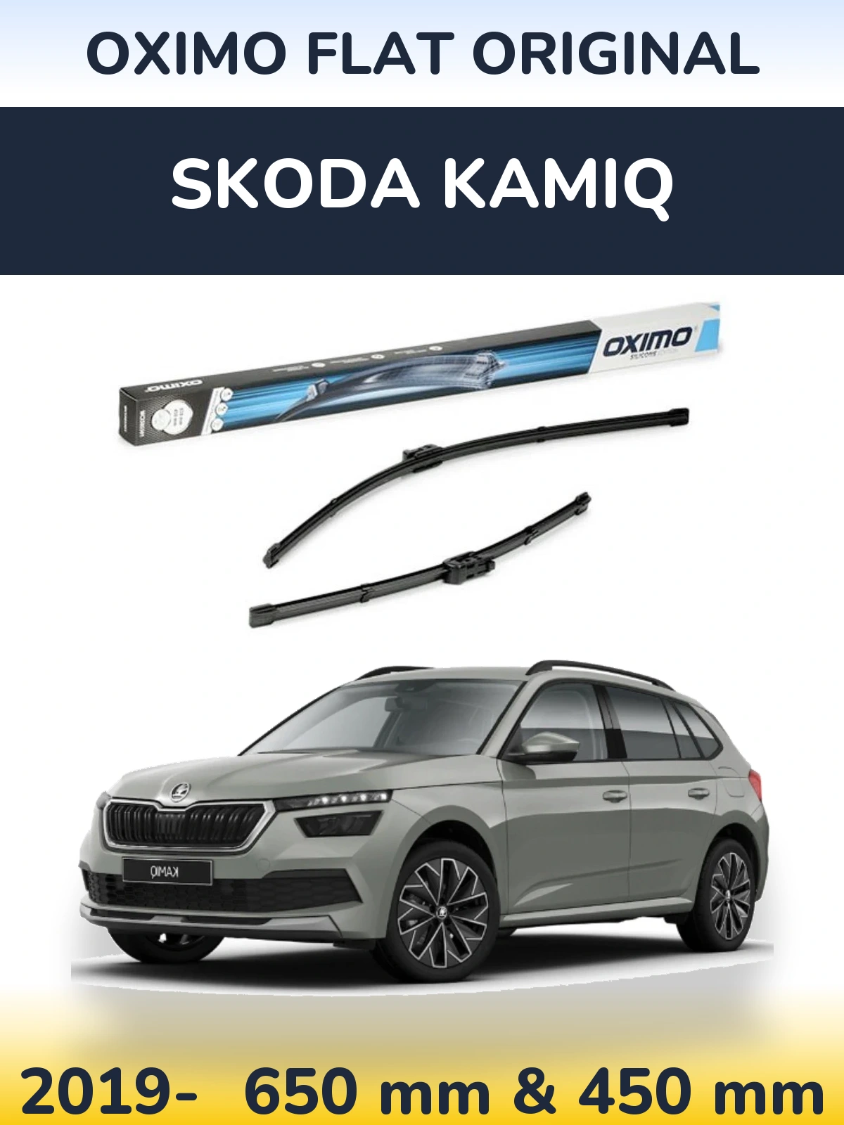 Комплект передніх щіток Oximo Flat Original 650 & 450 мм для Skoda Kamiq 2019-2026