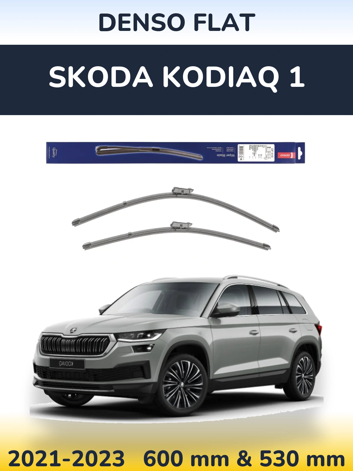 Комплект передних дворников Denso Flat 600 & 520 мм для Skoda Kodiaq 1 2021-2023