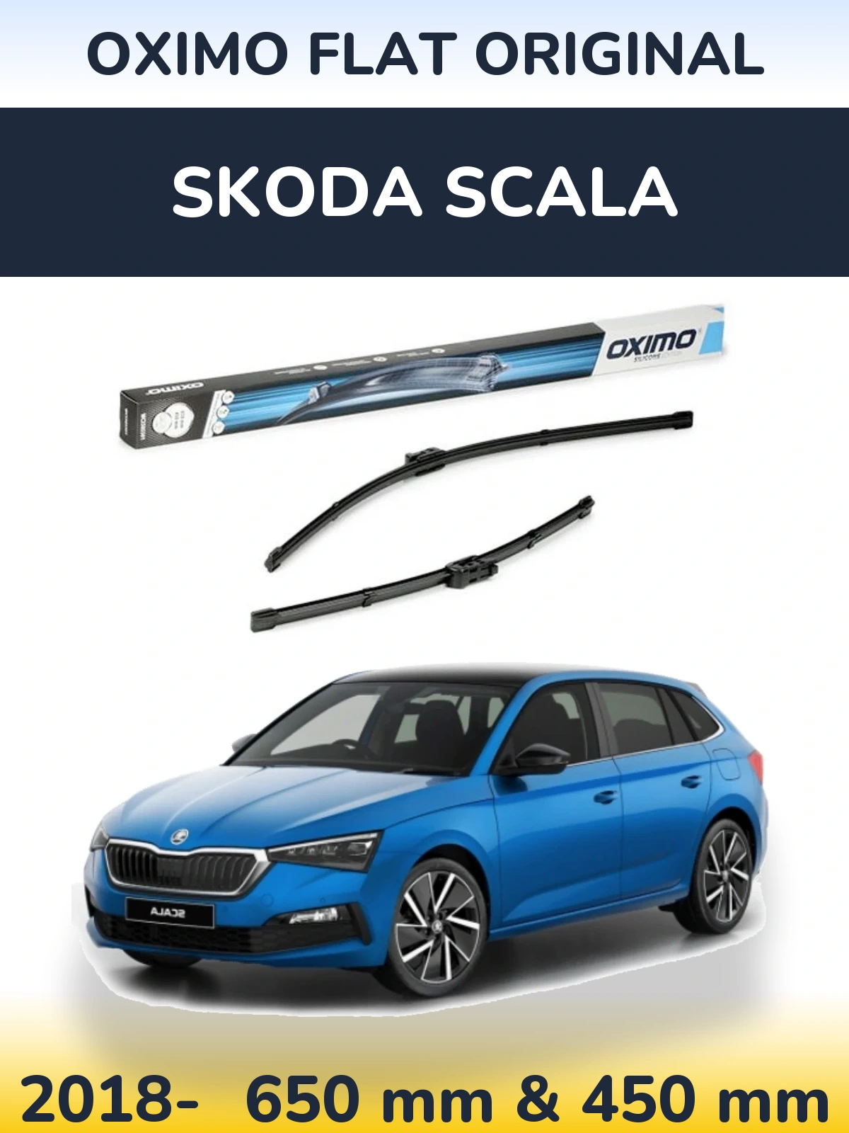 Komplet przednich wycieraczek Oximo Flat Original 650 & 450 mm do Skoda Scala 2018-2026