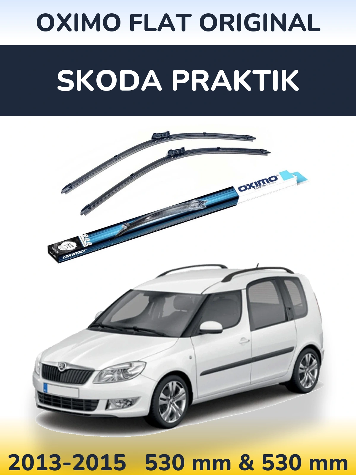 Комплект передних дворников Oximo Flat Original 530 & 530 мм для Skoda Praktik 2013-2015
