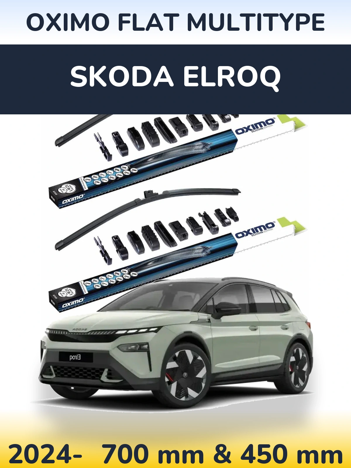 Komplet przednich wycieraczek Oximo Flat MultiType 700 & 450 mm do Skoda Elroq 2024-2026