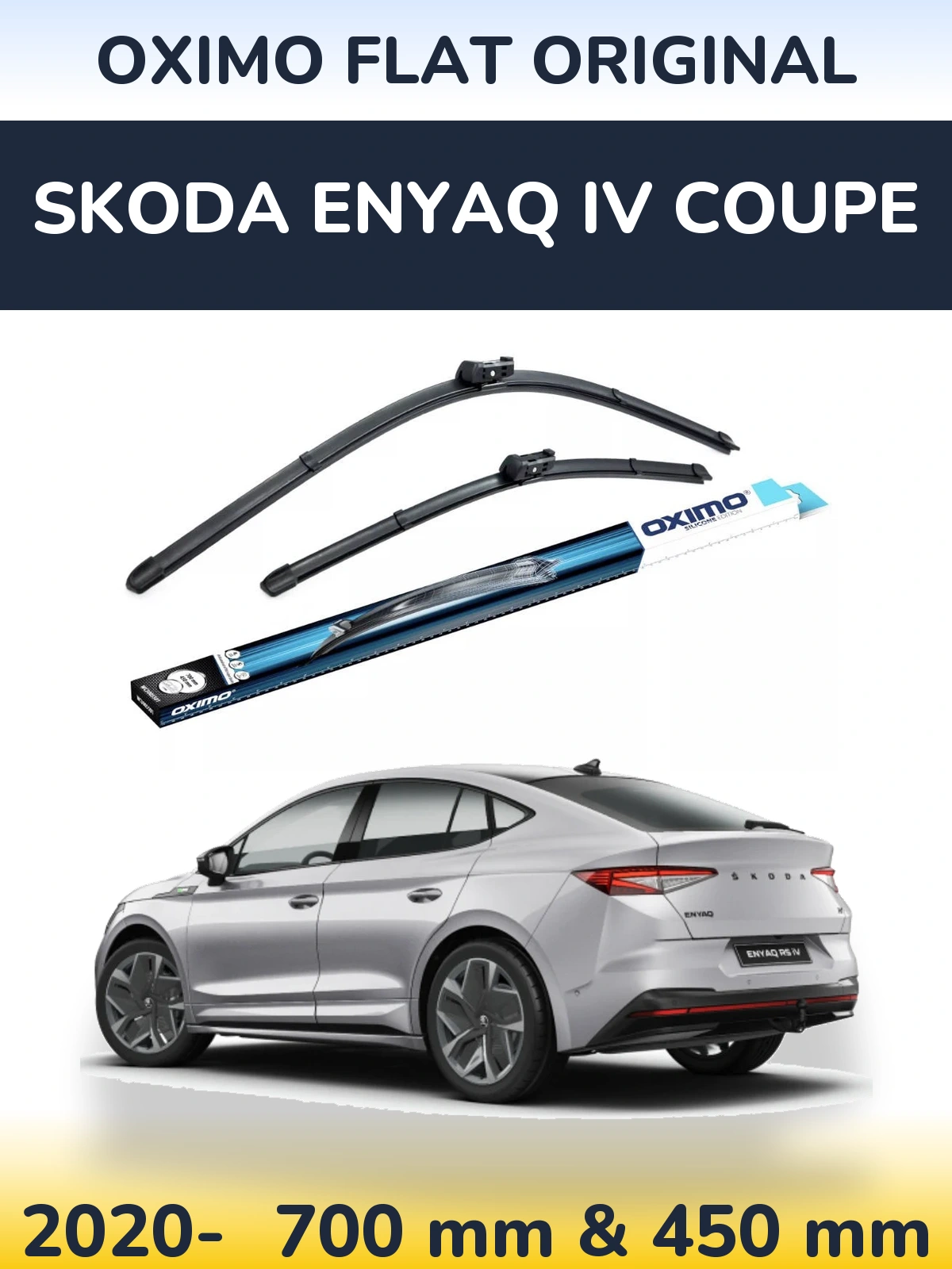 Front wiper blade set Oximo Flat Original 700 & 450 мм for Skoda Enyaq iV Coupe 2020-2026