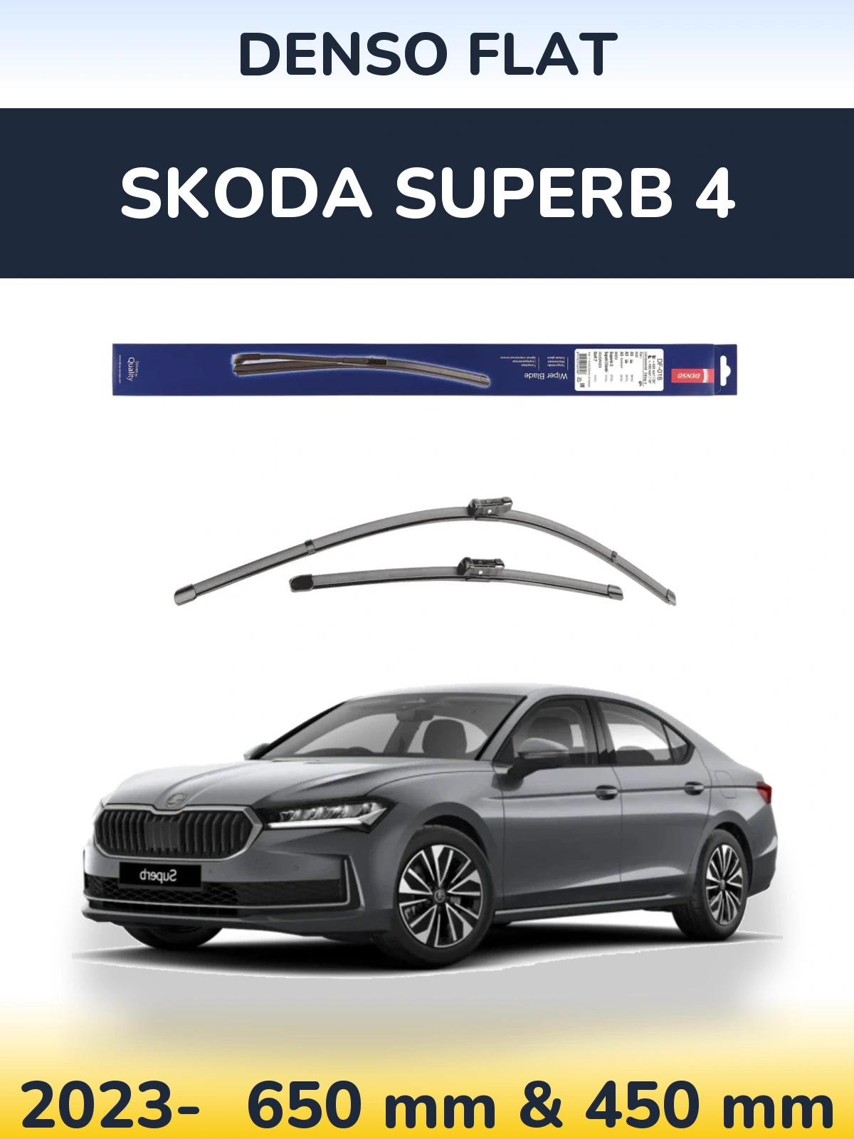Komplet przednich wycieraczek Denso Flat 650 & 450 mm do Skoda Superb 4 2023-2026