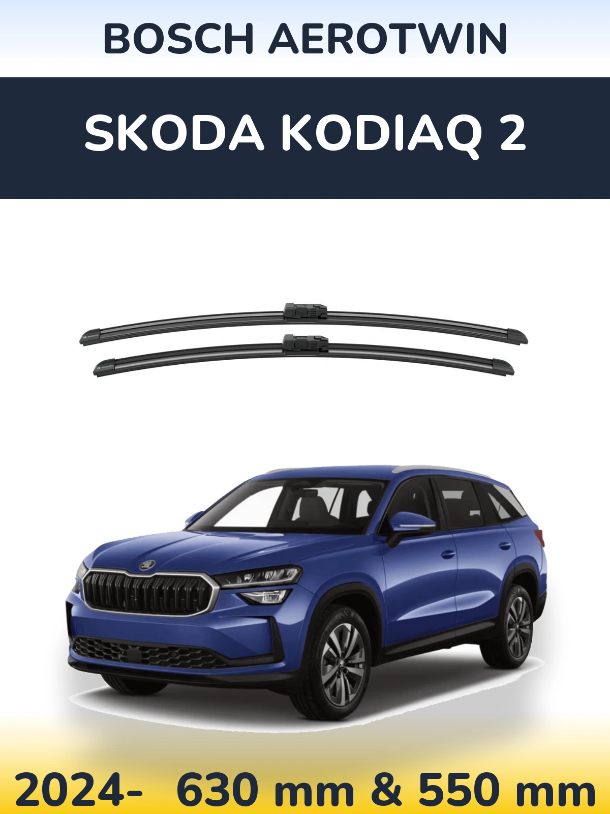 Front wiper blade set BOSCH AeroTwin 625 & 550 mm for Skoda Kodiaq 2 2024-2026