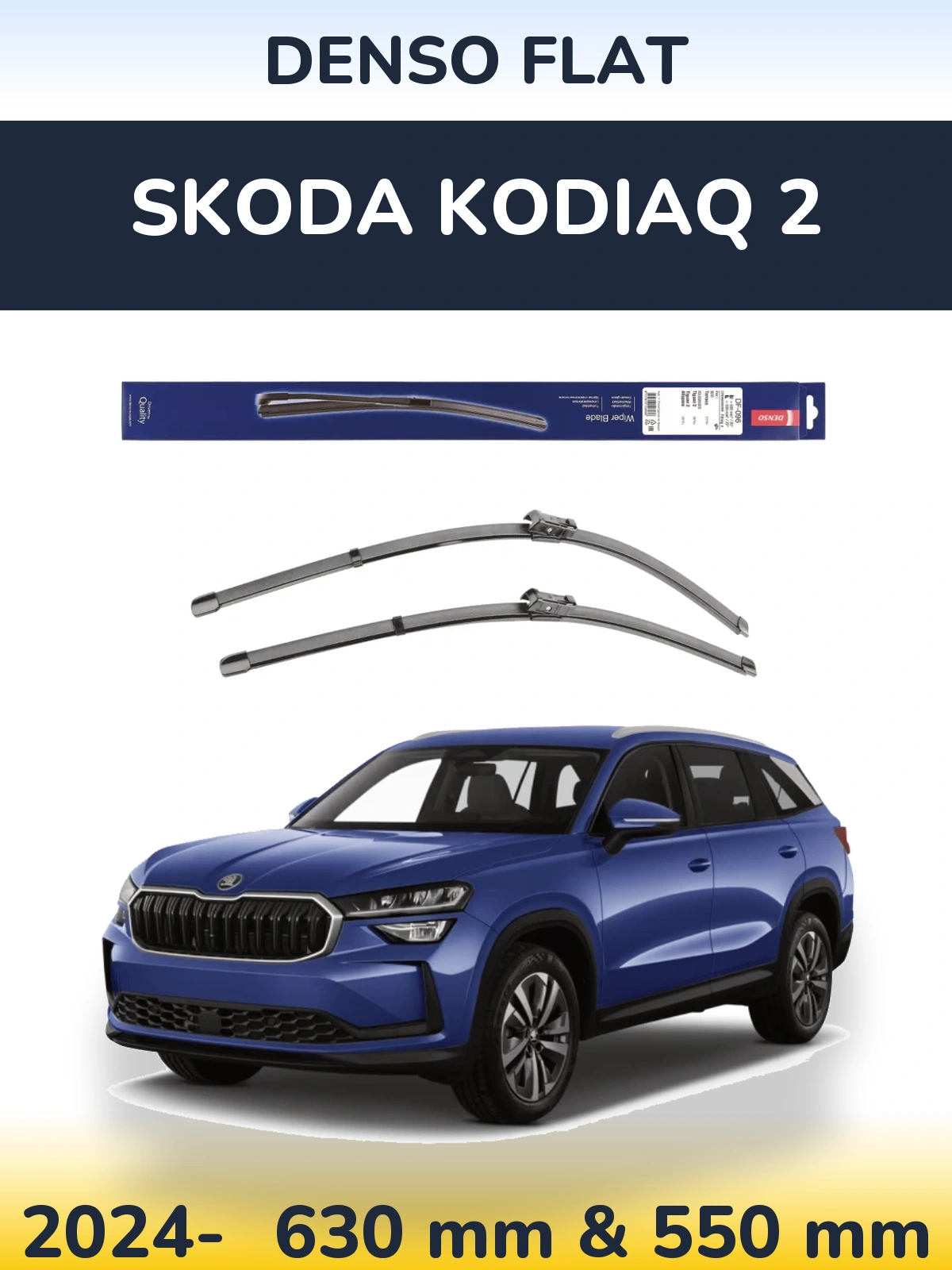 Front wiper blade set Denso Flat 630 & 550 мм for Skoda Kodiaq 2 2024-2026