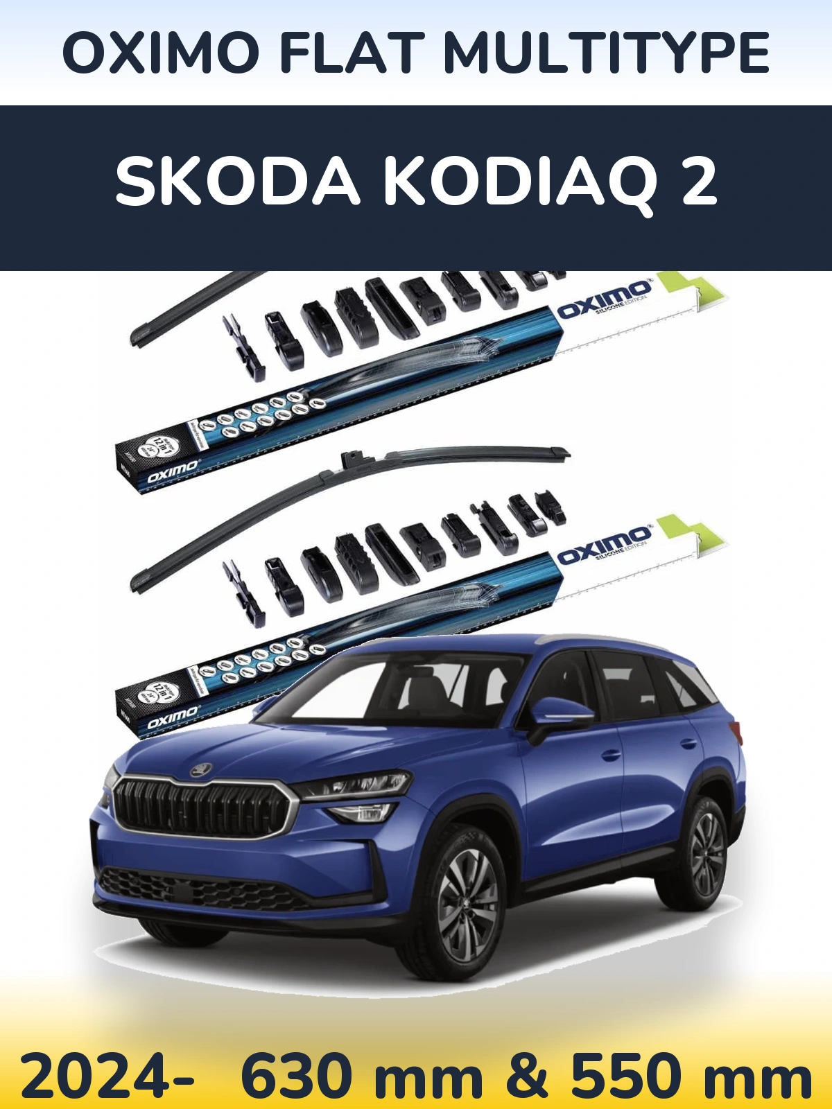 Front wiper blade set Oximo Flat MultiTypee 600 & 550 мм for Skoda Kodiaq 2 2024-2026