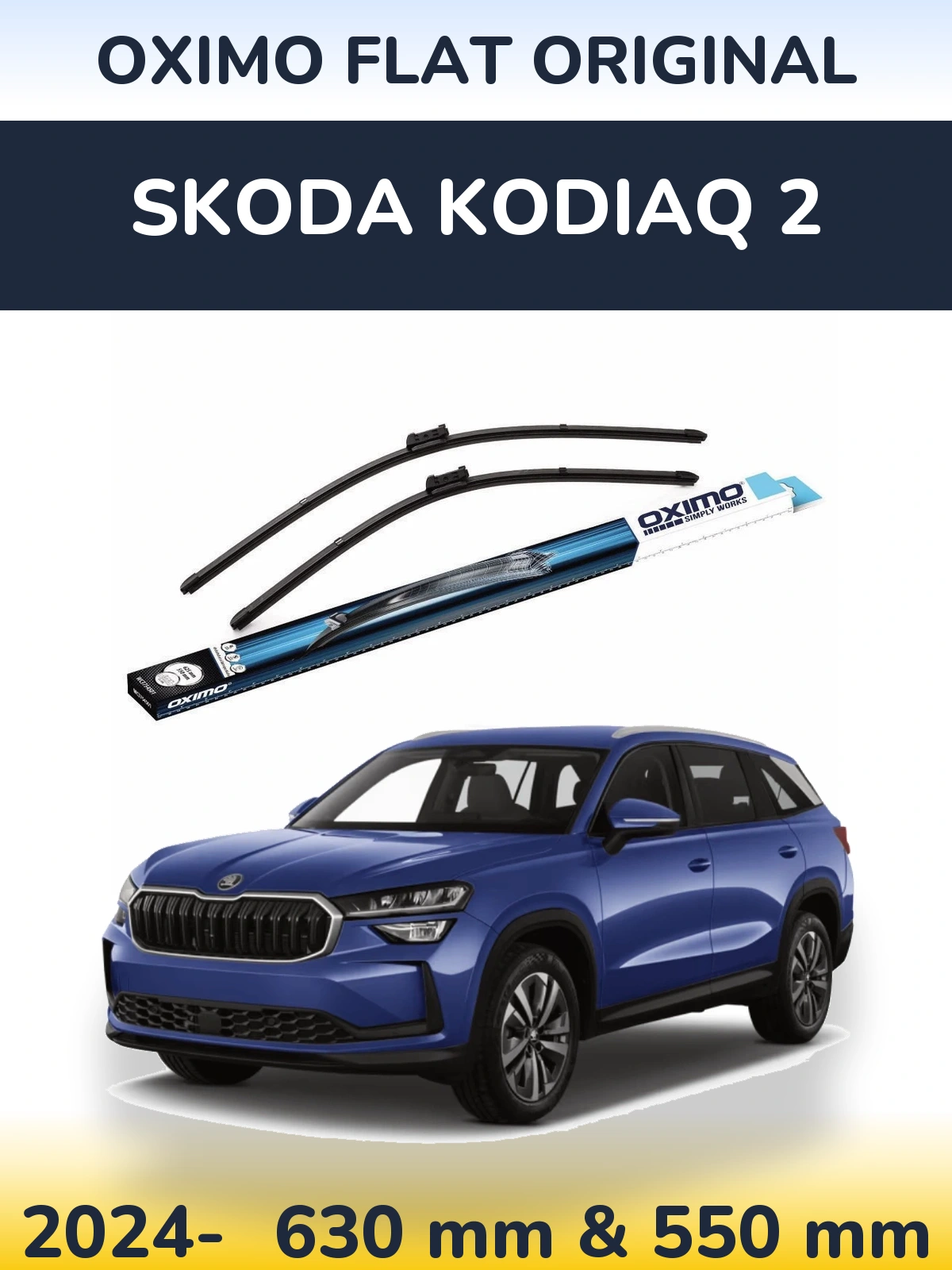 Front wiper blade set Oximo Flat Original 630 & 550 мм for Skoda Kodiaq 2 2024-2026