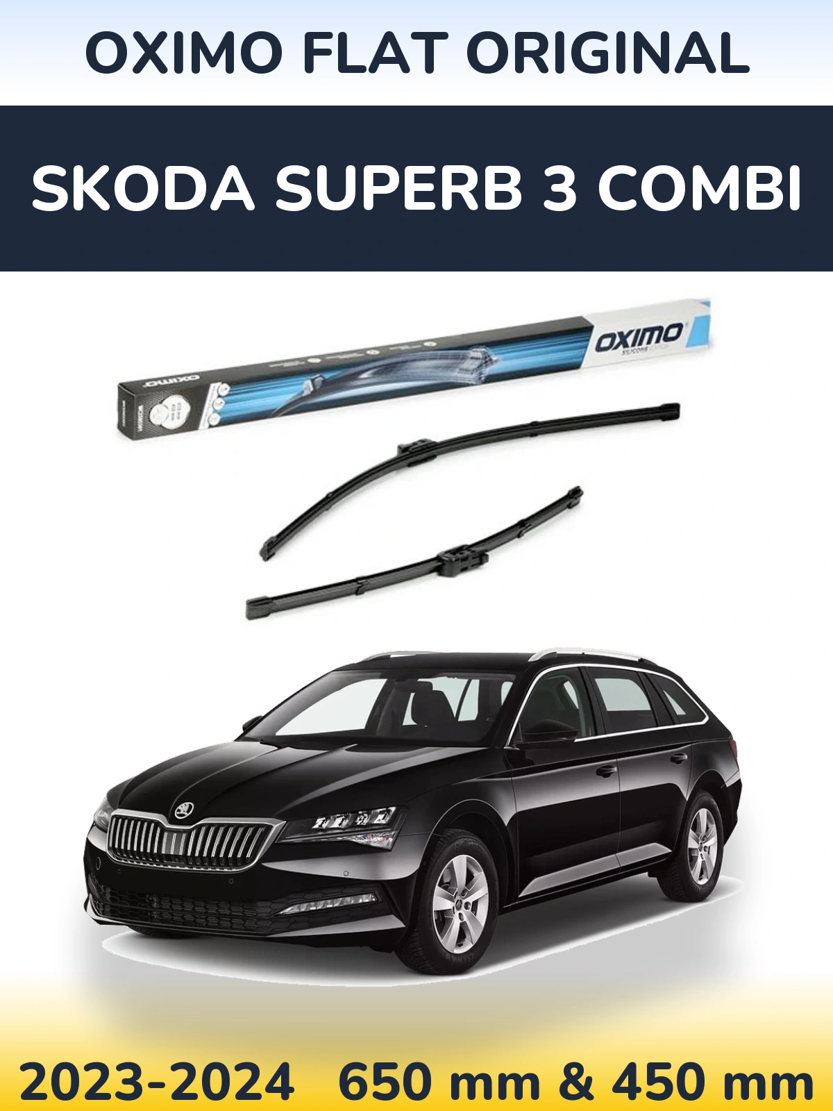 Komplet przednich wycieraczek Oximo Flat Original 650 & 450 mm do Skoda Superb 3 Combi 2023-2024