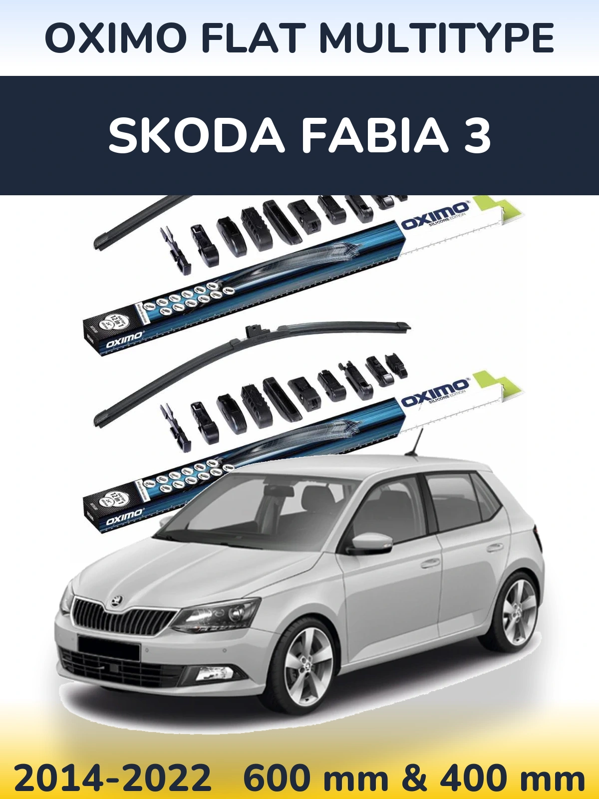 Комплект передних дворников Oximo Flat MultiТипe 600 & 400 мм для Skoda Fabia 3 2014-2022