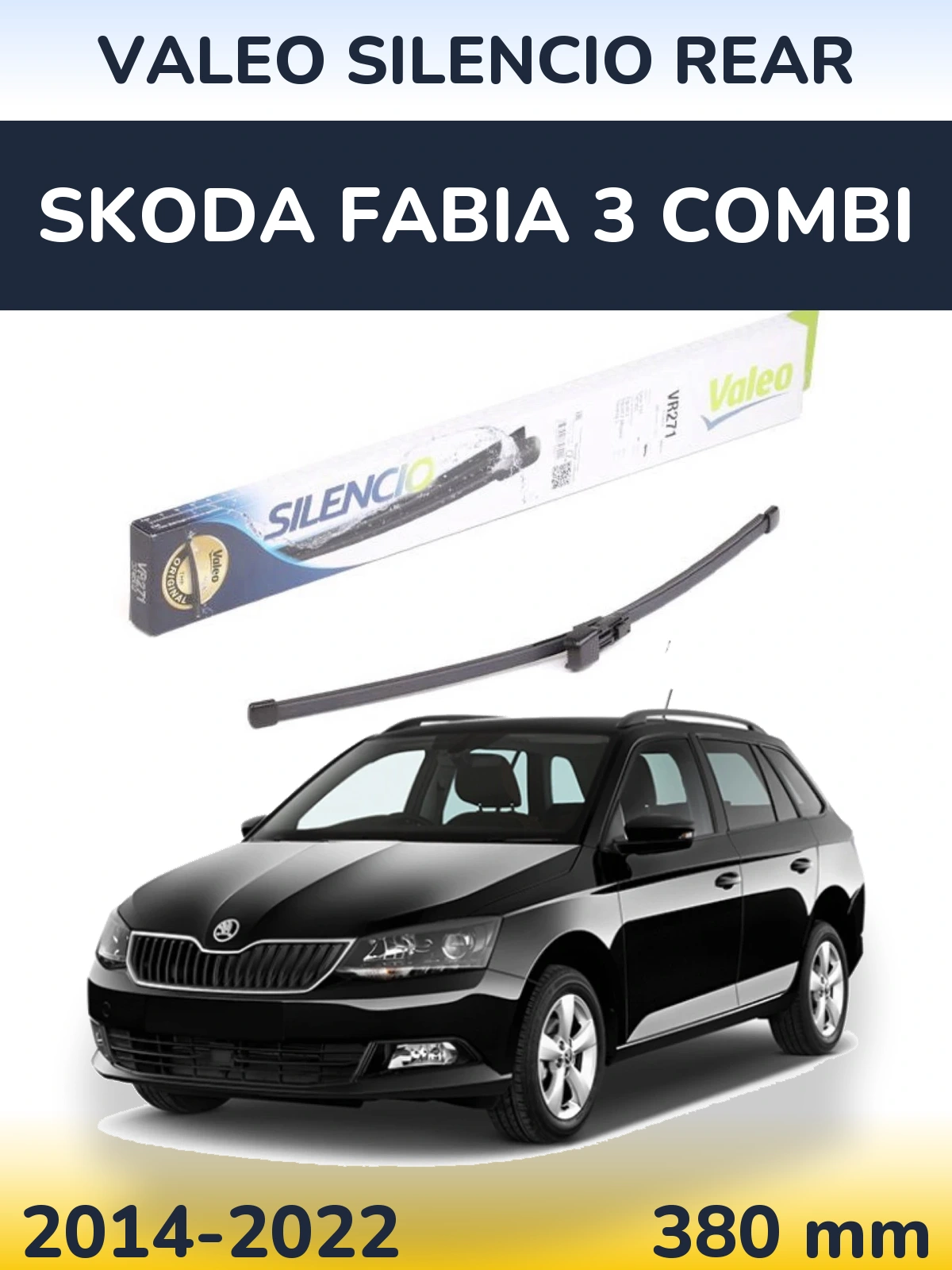Rear wiper blade Valeo Silencio Rear 380 mm for Skoda Fabia 3 Combi 2014-2022