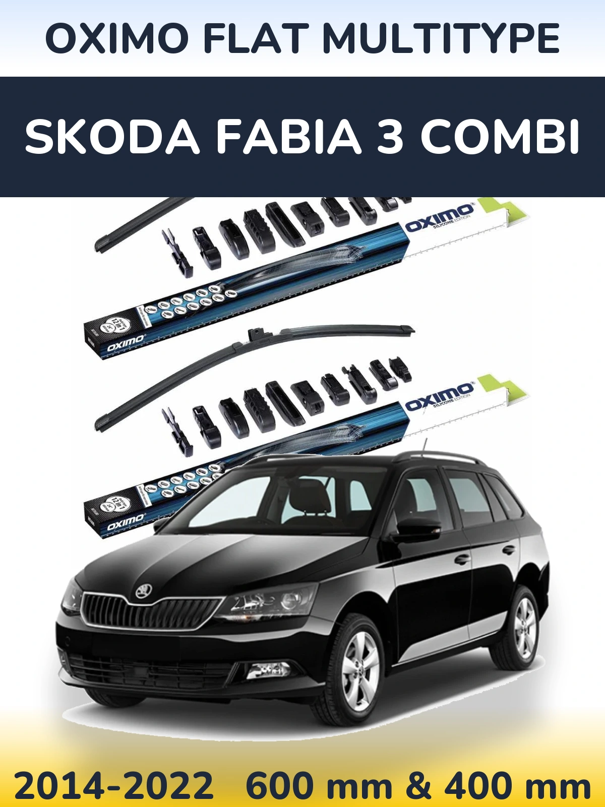 Комплект передних дворников Oximo Flat MultiТипe 600 & 400 мм для Skoda Fabia 3 Combi 2014-2022