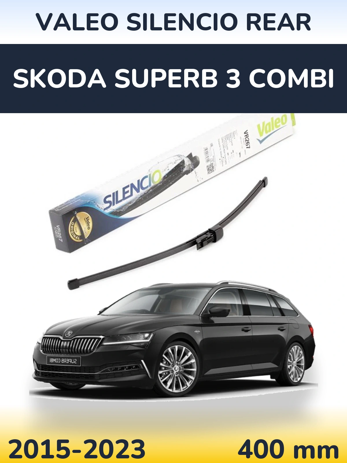 Rear wiper blade Valeo Silencio Rear 400 мм for Skoda Superb 3 Combi 2015-2023