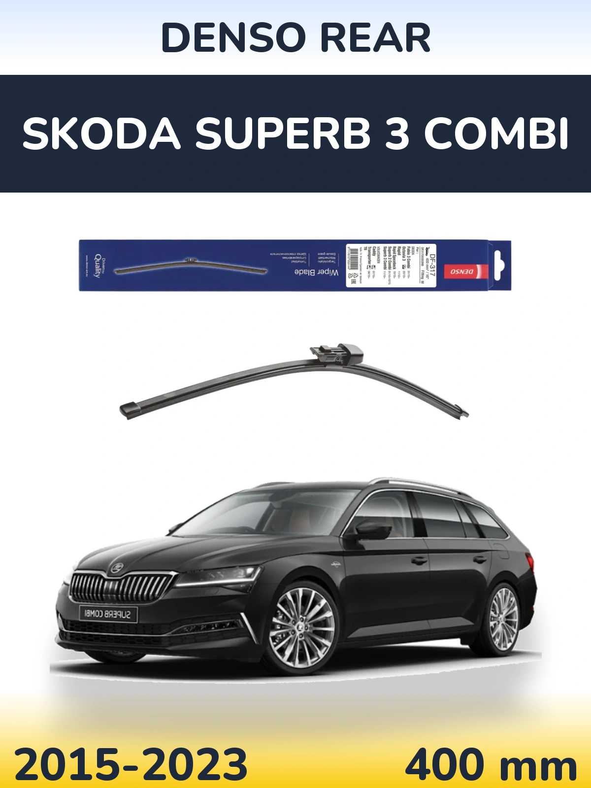 Rear wiper blade Denso Rear 400 мм for Skoda Superb 3 Combi 2015-2023
