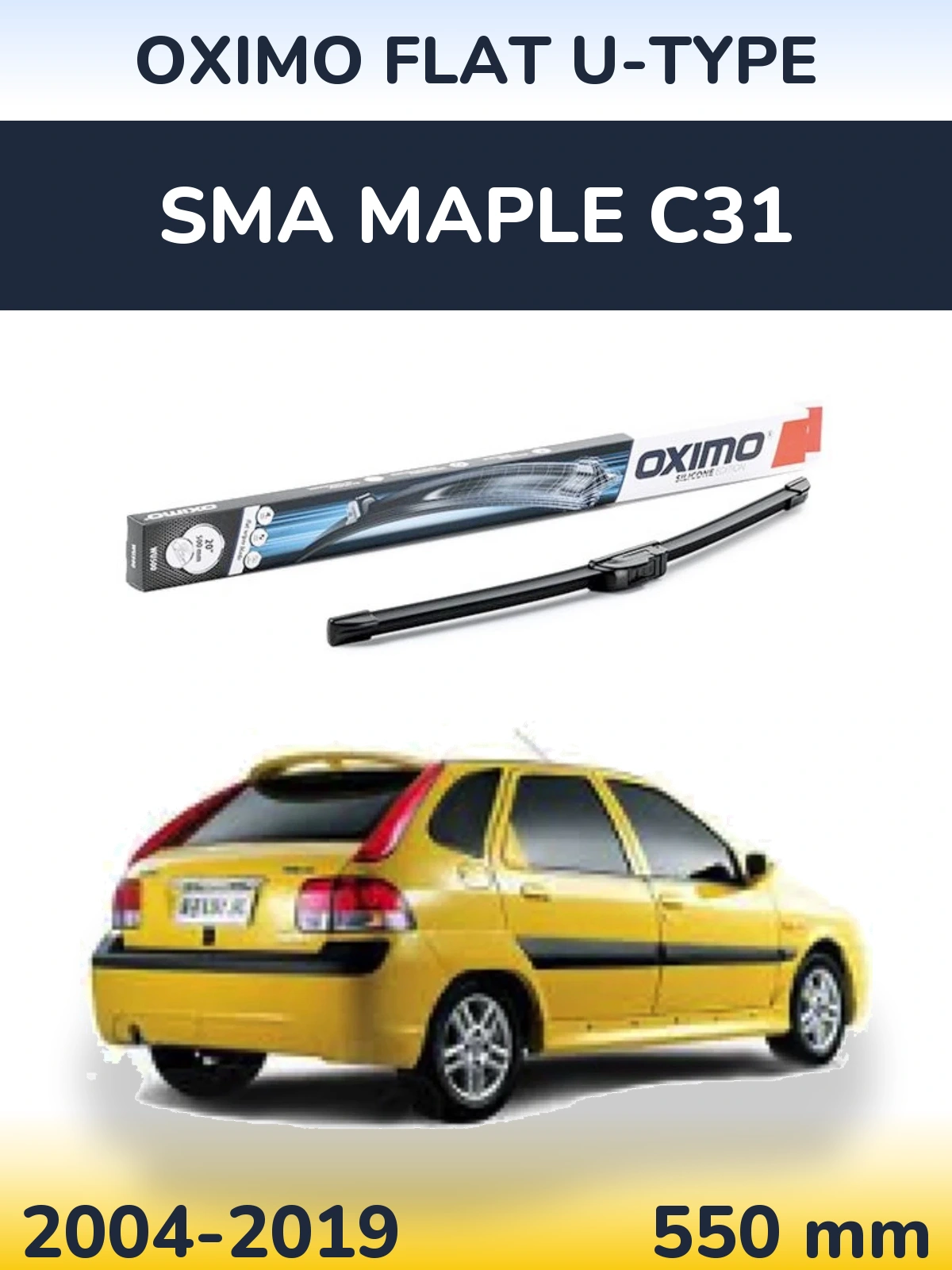 Front wiper blade Oximo Flat U-type 550 mm for SMA Maple C31 2004-2019