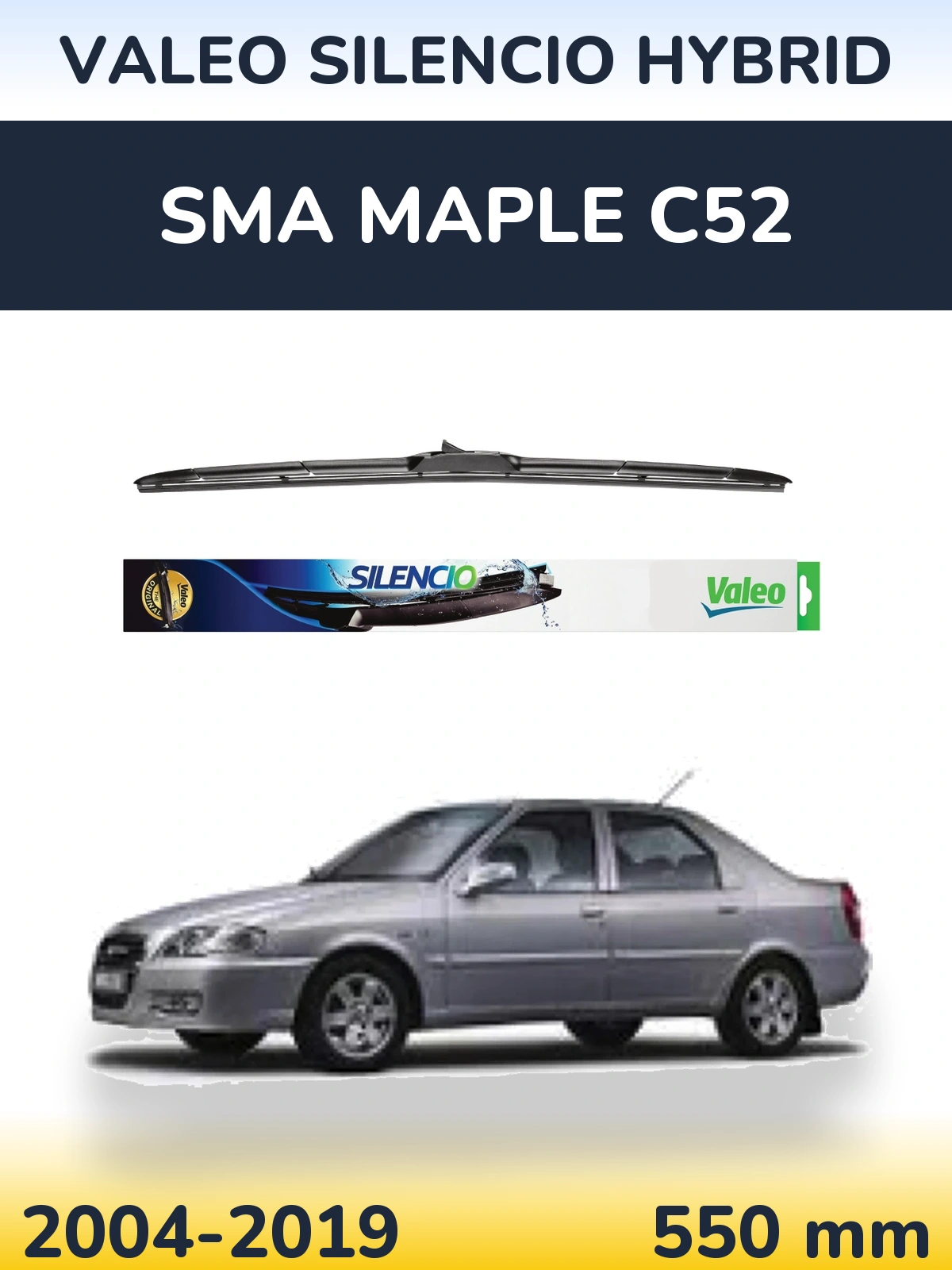 Przednia wycieraczka Valeo Silencio Hybrid 550 mm do SMA Maple C52 2004-2019