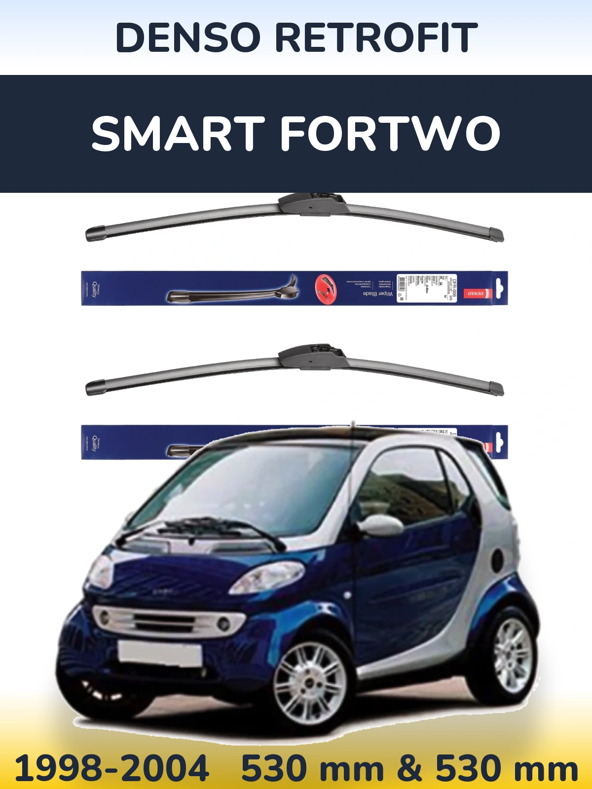 Комплект передних дворников Denso Retrofit 530 & 530 мм для Smart Fortwo 1998-2004