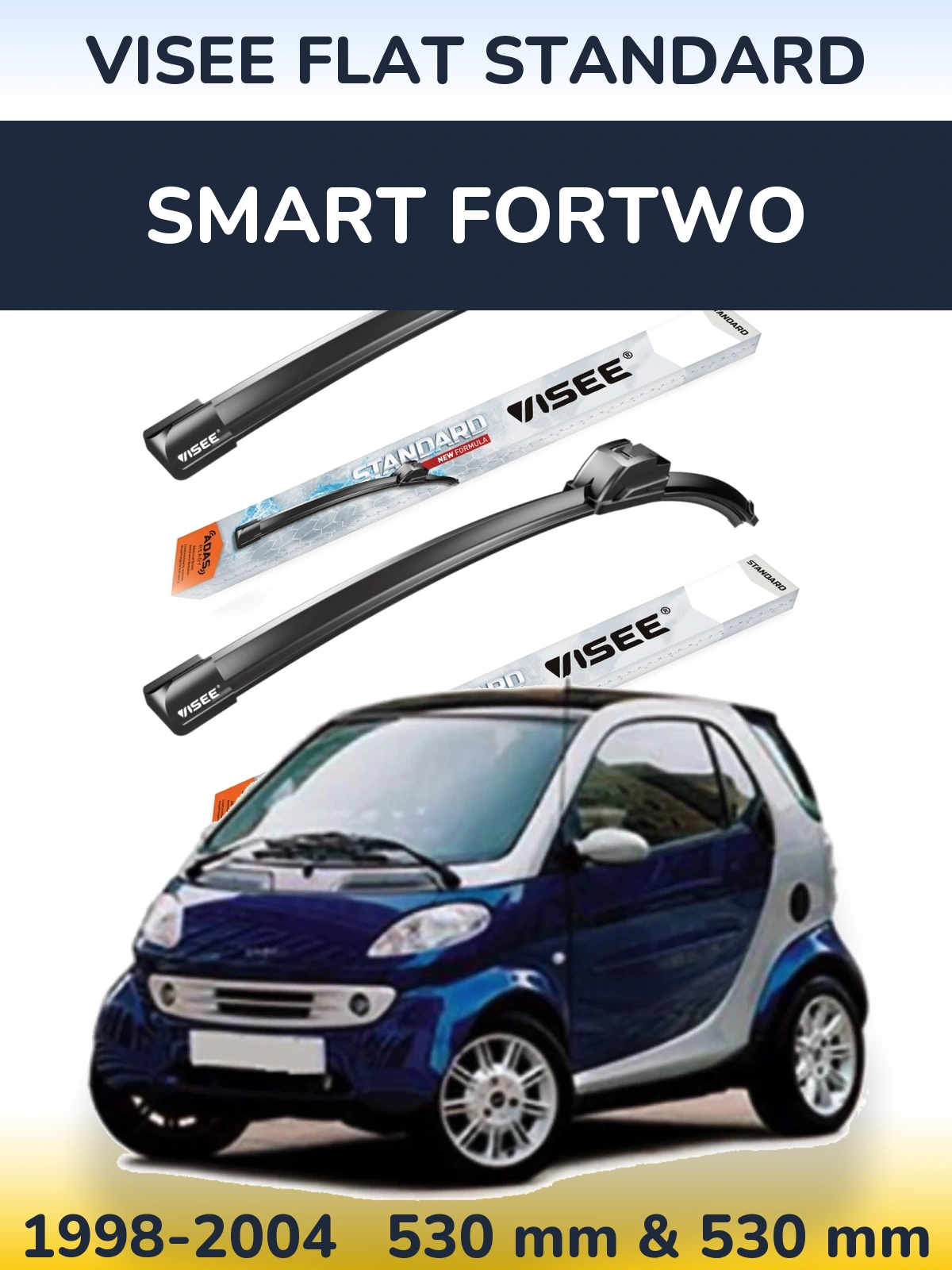 Комплект передних дворников VISEE FLAT STANDARD 530 & 530 мм для Smart Fortwo 1998-2004