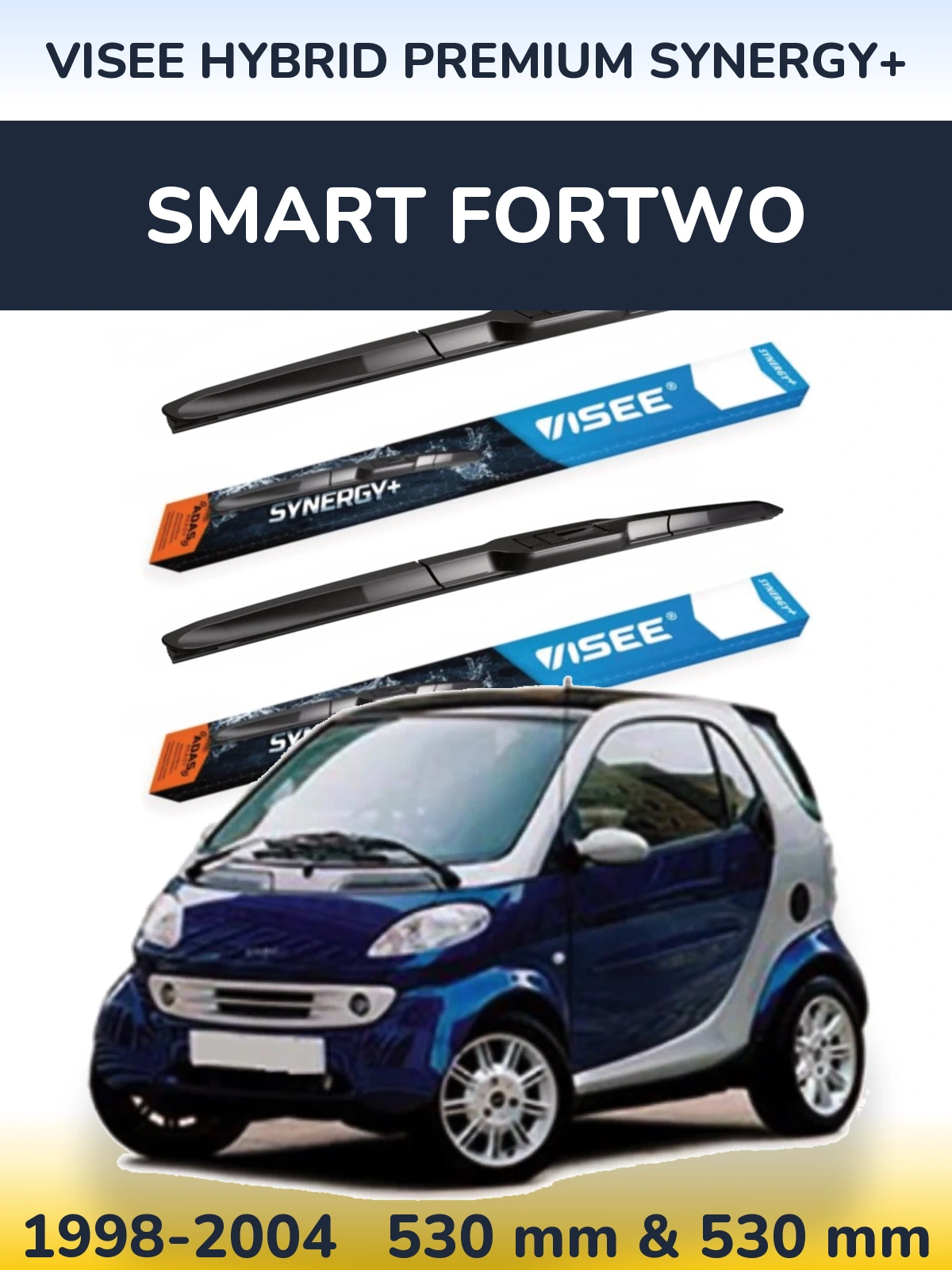 Комплект передних дворников VISEE HYBRID PREMIUM SYNERGY+ 530 & 530 мм для Smart Fortwo 1998-2004