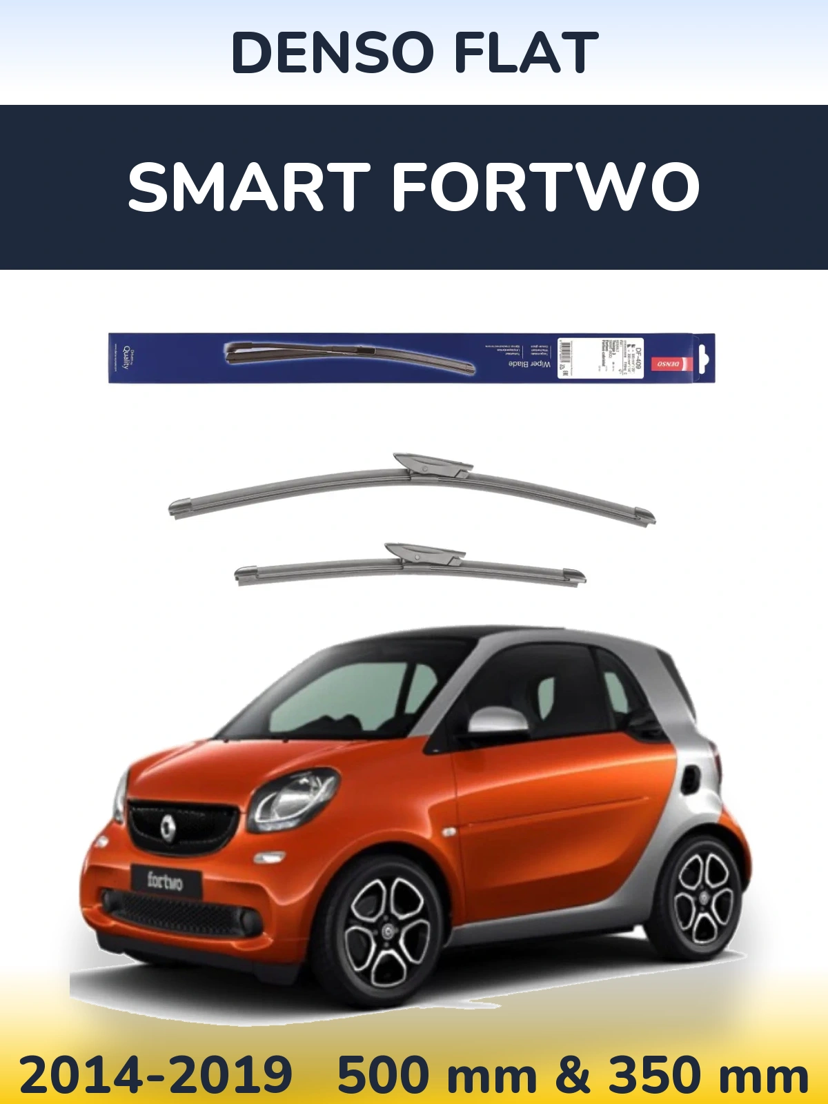 Комплект передних дворников Denso Flat 500 & 350 мм для Smart Fortwo 2014-2019