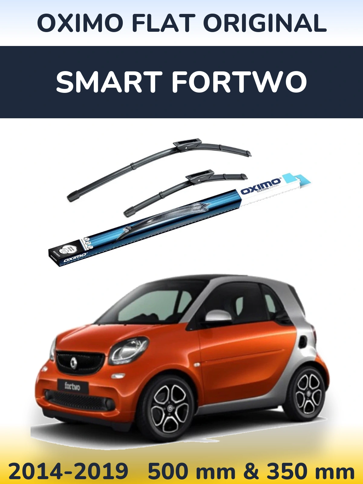 Комплект передних дворников Oximo Flat Original 500 & 350 мм для Smart Fortwo 2014-2019