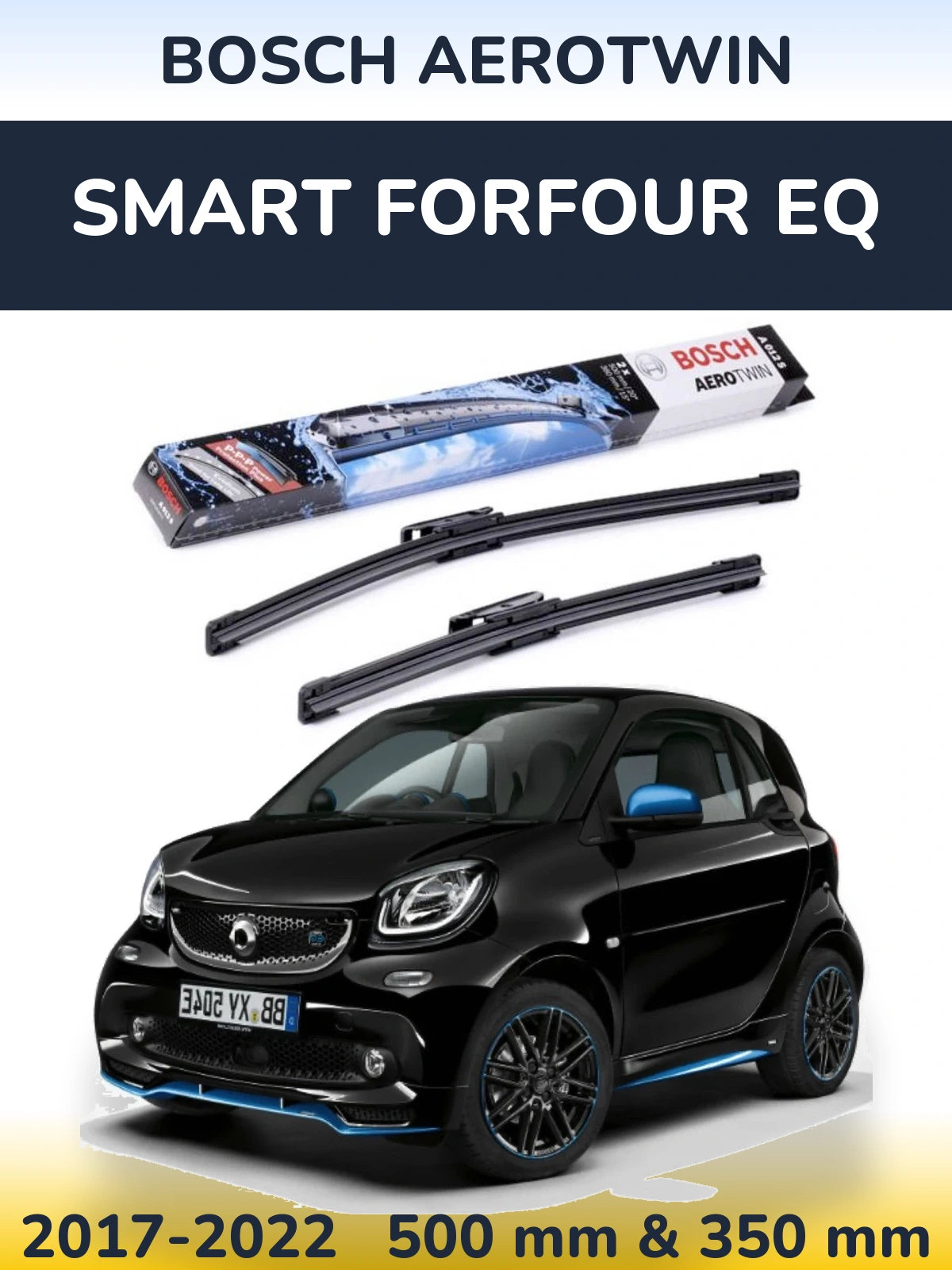 Комплект передніх щіток BOSCH AeroTwin 500 & 360 мм для Smart Forfour EQ 2017-2022