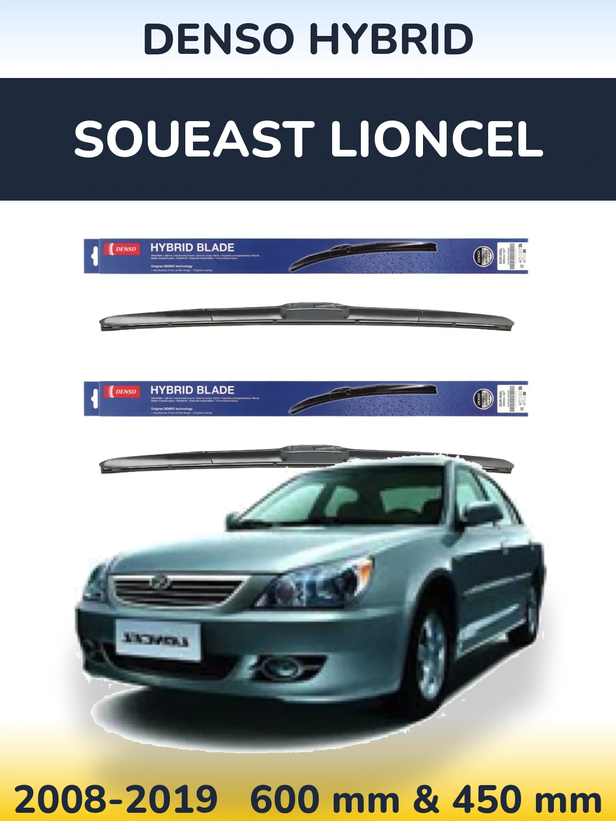 Komplet przednich wycieraczek Denso Hybrid 600 & 450 mm do Soueast Lioncel 2008-2019