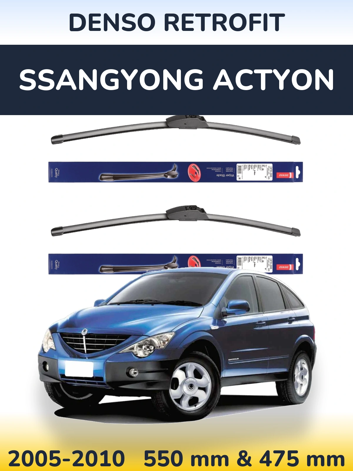 Front wiper blade set Denso Retrofit 550 & 475 мм for SsangYong Actyon 2005-2010