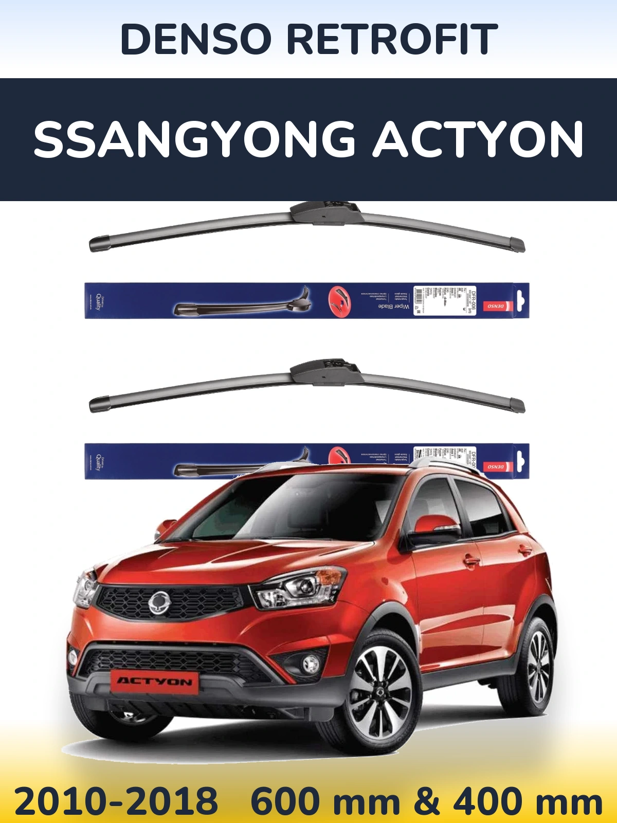 Комплект передніх щіток Denso Retrofit 600 & 400 мм для SsangYong Actyon 2010-2018